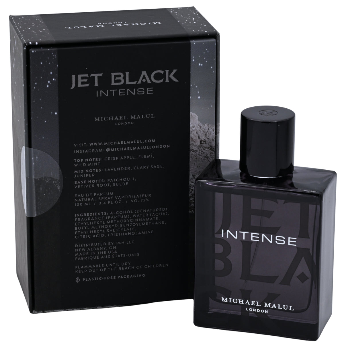 Michael Malul Jet Black Intense EDP Spray Men 3.4 oz New Box 850067815372