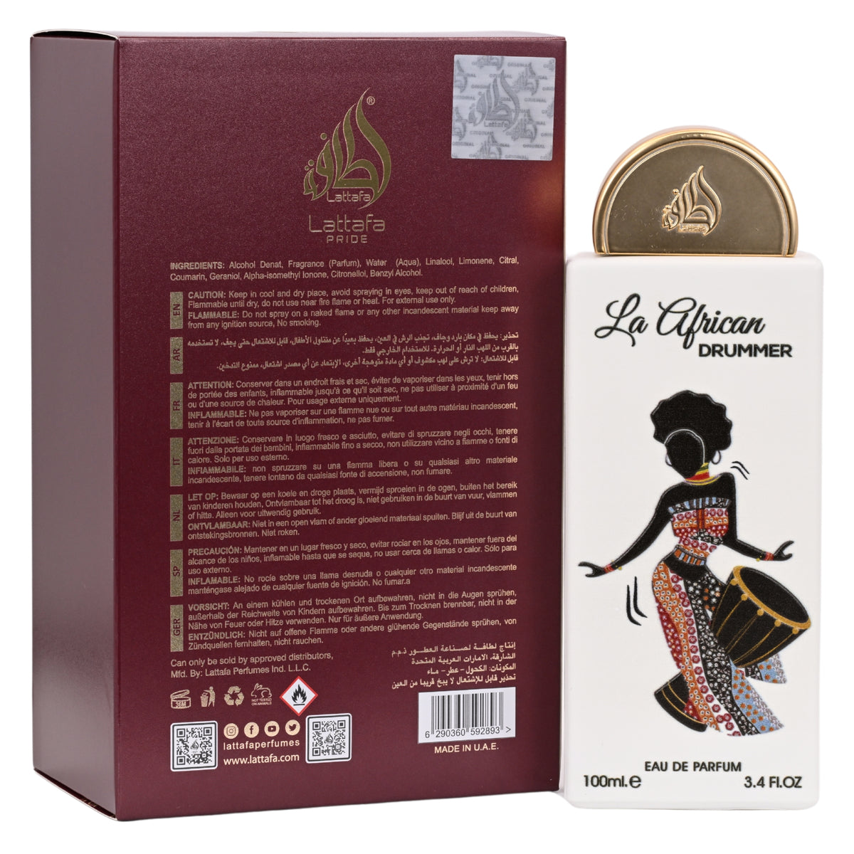 Pride La African Drummer Lattafa perfume unisex EDP 3.3 / 3.4 oz New in Box 6290360592893