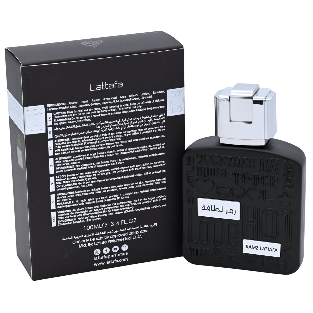 Ramz Lattafa Silver by Lattafa perfume for unisex EDP 3.3 / 3.4 oz New in Box 6291106066722