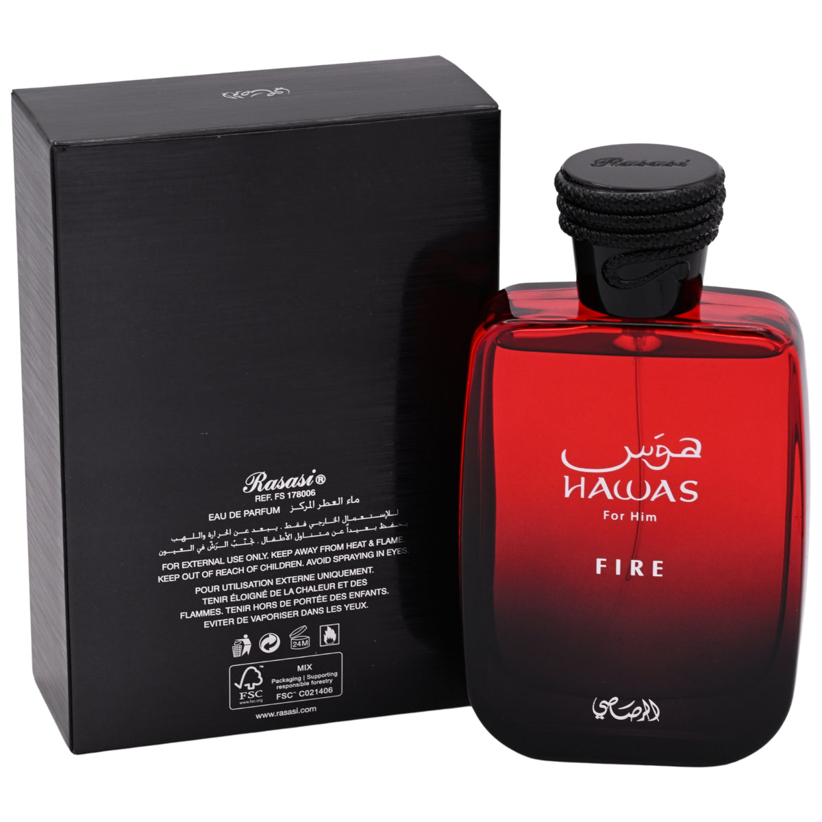 Rasasi Hawas Fire Eau de Parfum Spray for Men 3.38 oz (100 ml) New Retail Box 614514178065