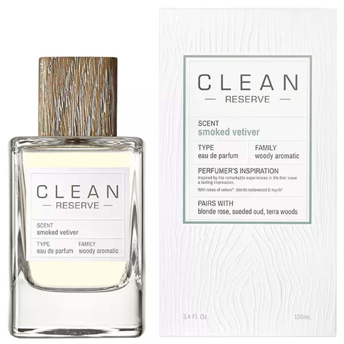 Reserve Smoked Vetiver by Clean perfume for women EDP 3.3 / 3.4 oz New In Box 874034007454