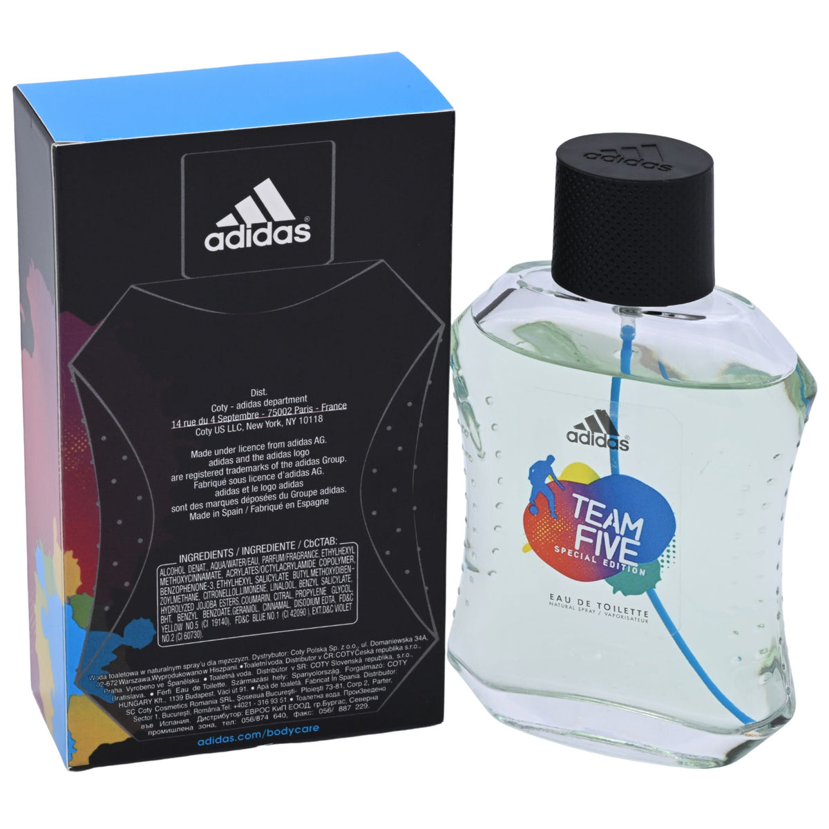 TEAM FIVE Adidas men cologne edt 3.4 oz 3.3 NEW IN BOX 3607346551035