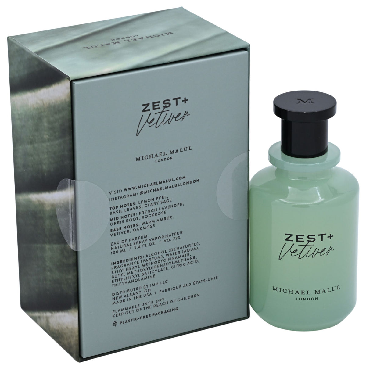 Zest+Vetiver by Michael Malul for men EDP 3.3 / 3.4 oz New in Box 850067815280