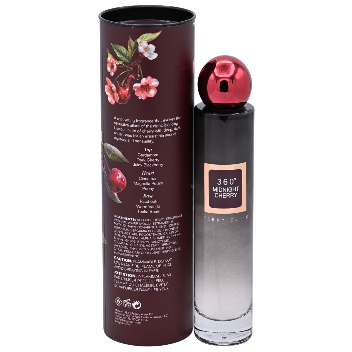 360 Midnight Cherry by Perry Ellis perfume for women EDP 3.3 / 3.4 oz New in Box 844061018563