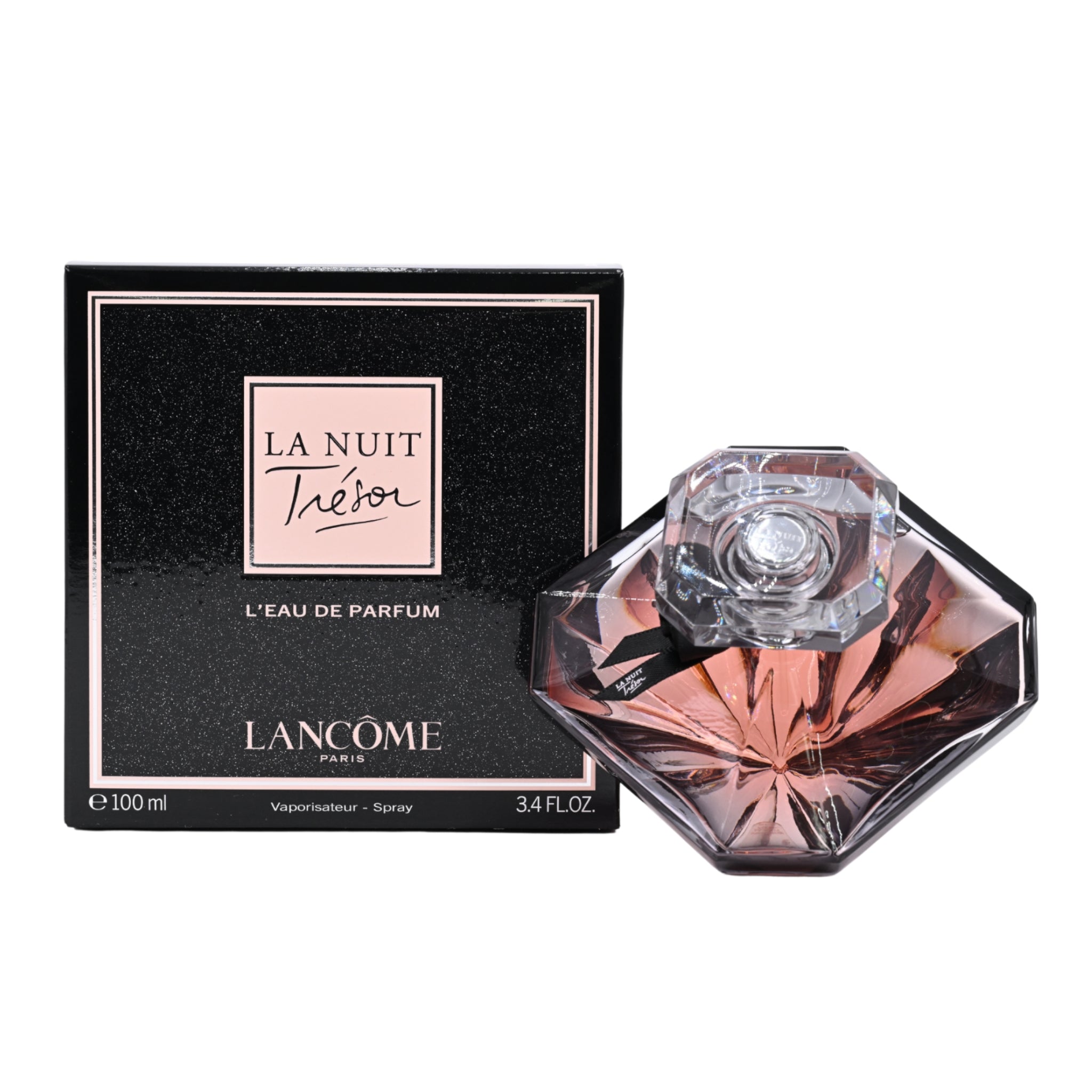 Lancome La Nuit Tresor perfume bottle and packaging on a white background