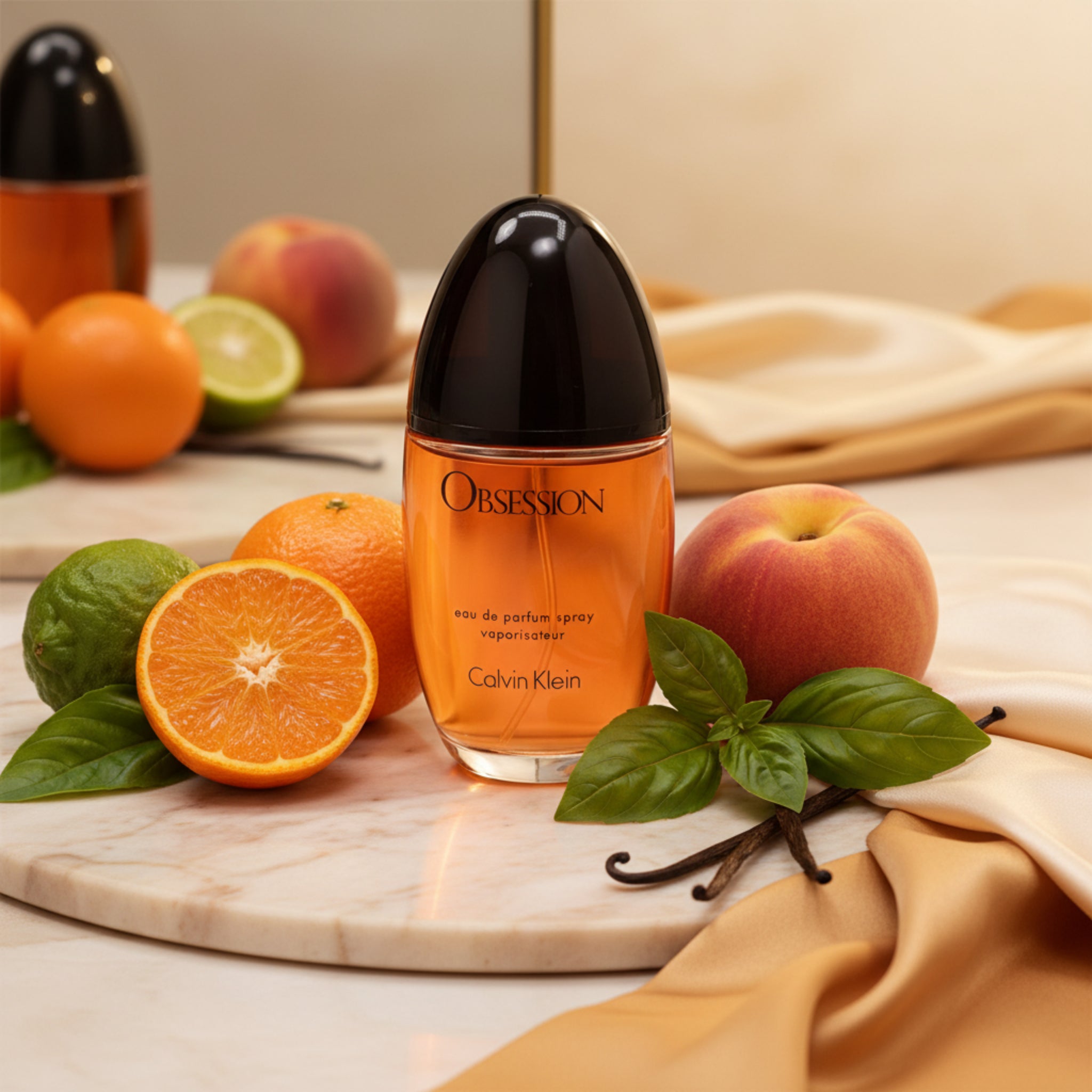 Calvin Klein Obsession perfume bottle on a white background