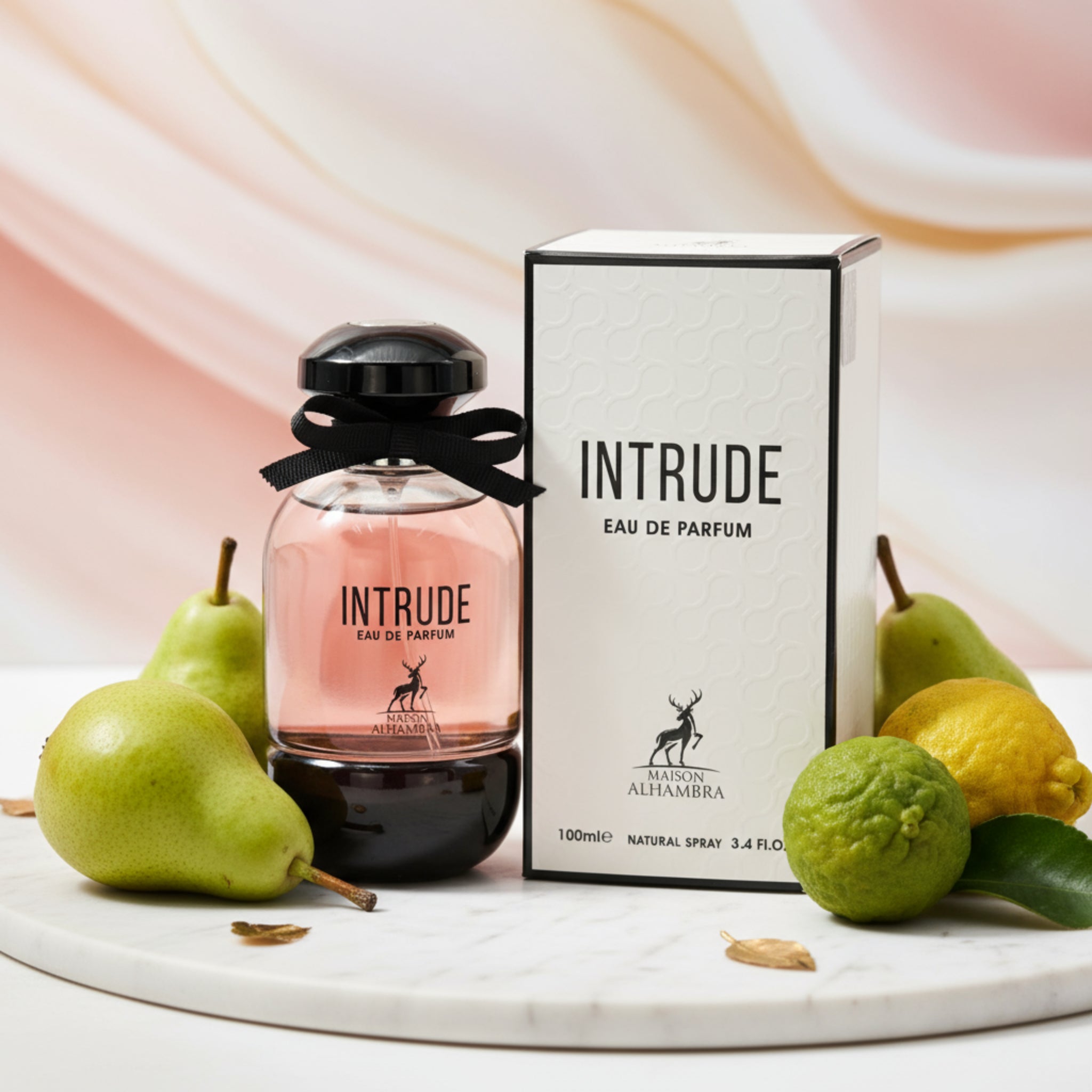 Intrude Eau de Parfum bottle and packaging on a white background