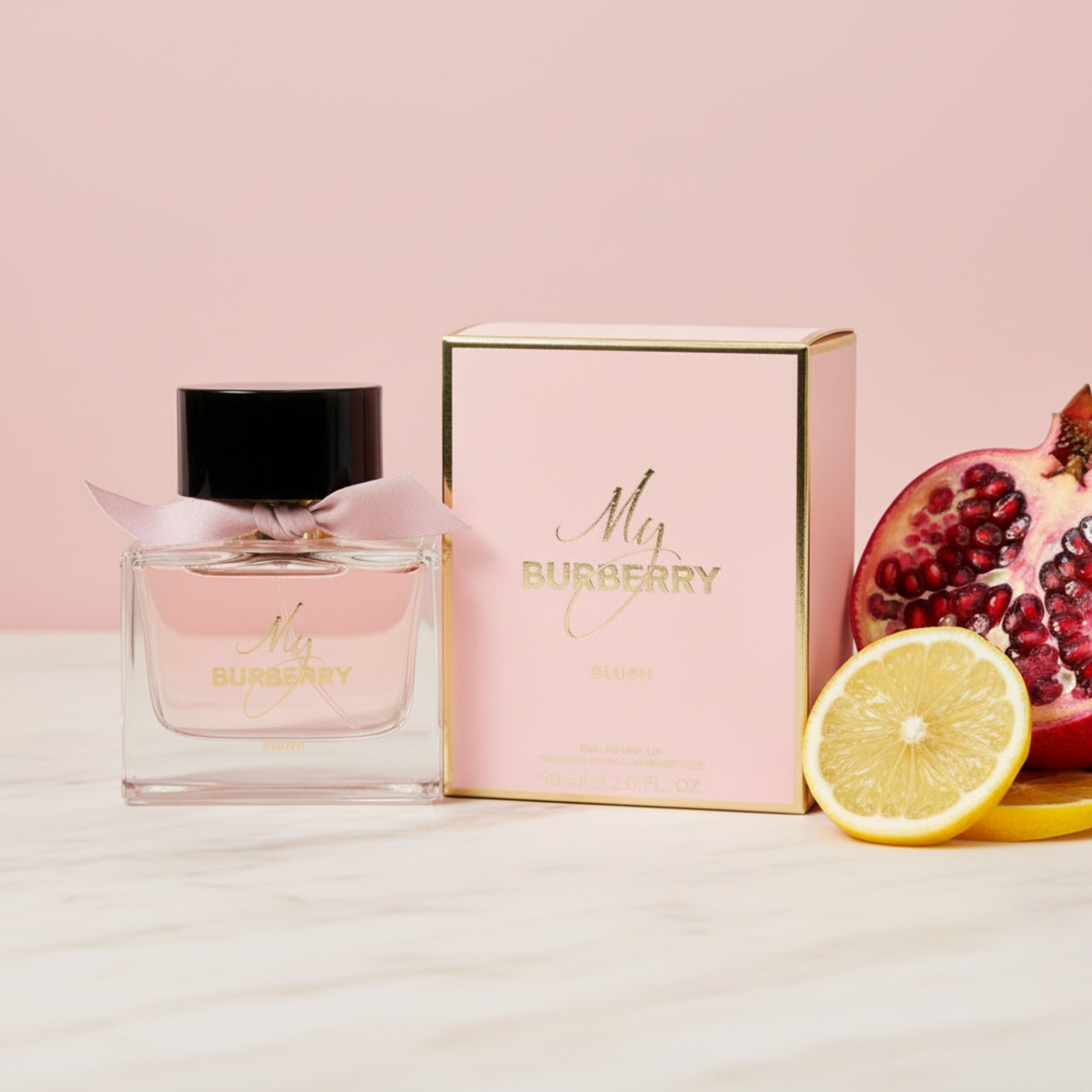 Burberry perfume bottle and packaging on a white background