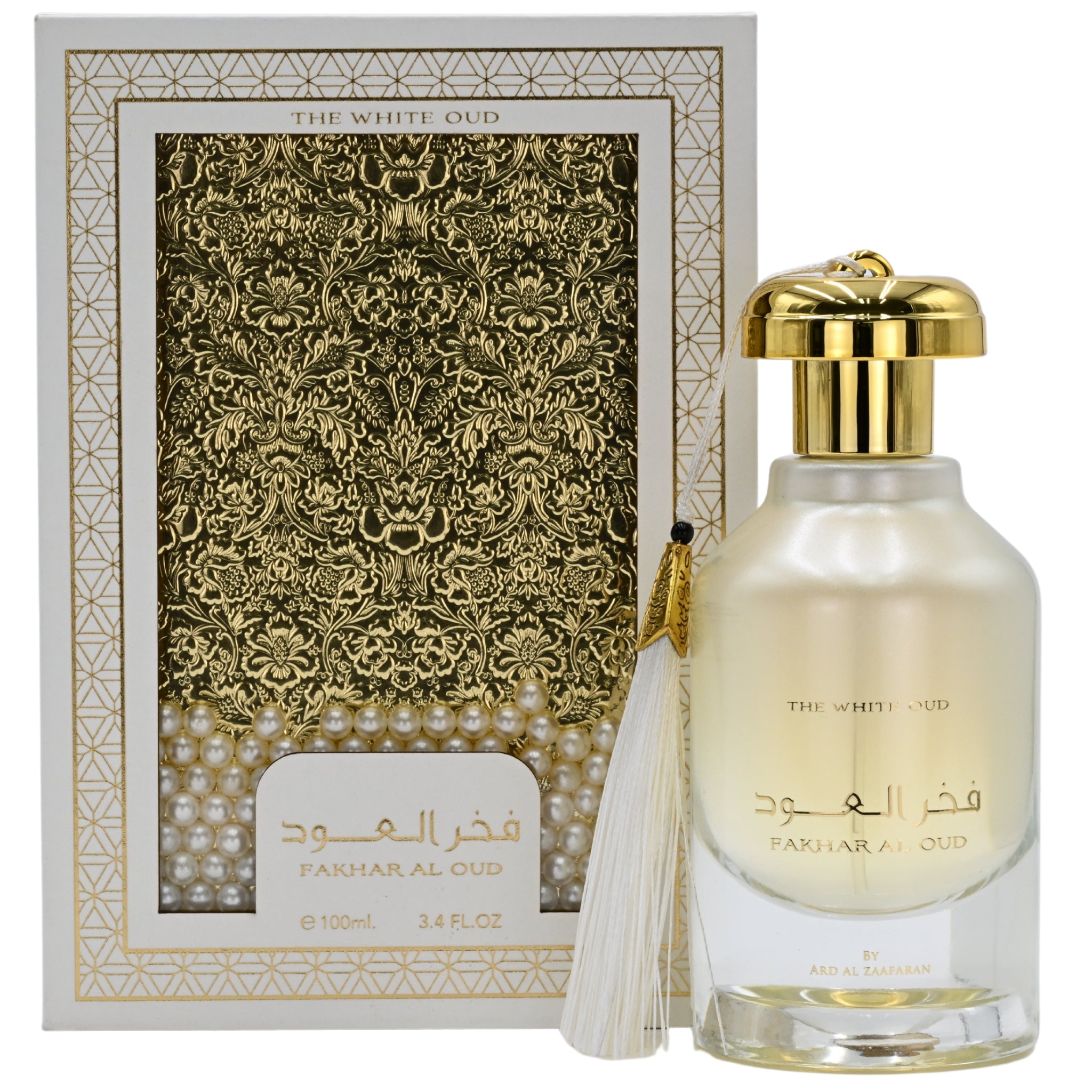 Fakhra Al Oud perfume bottle with decorative box on a white background