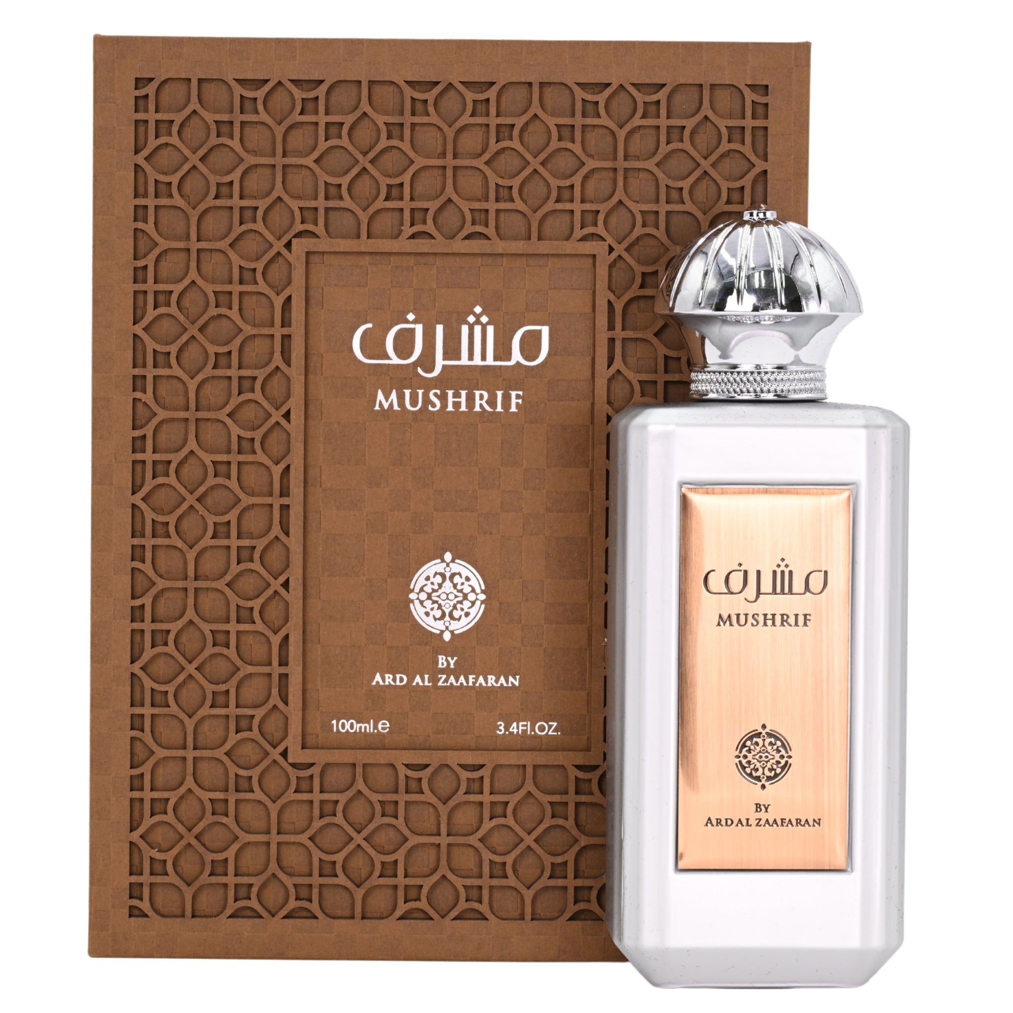 Mushrif perfume bottle and packaging on a white background