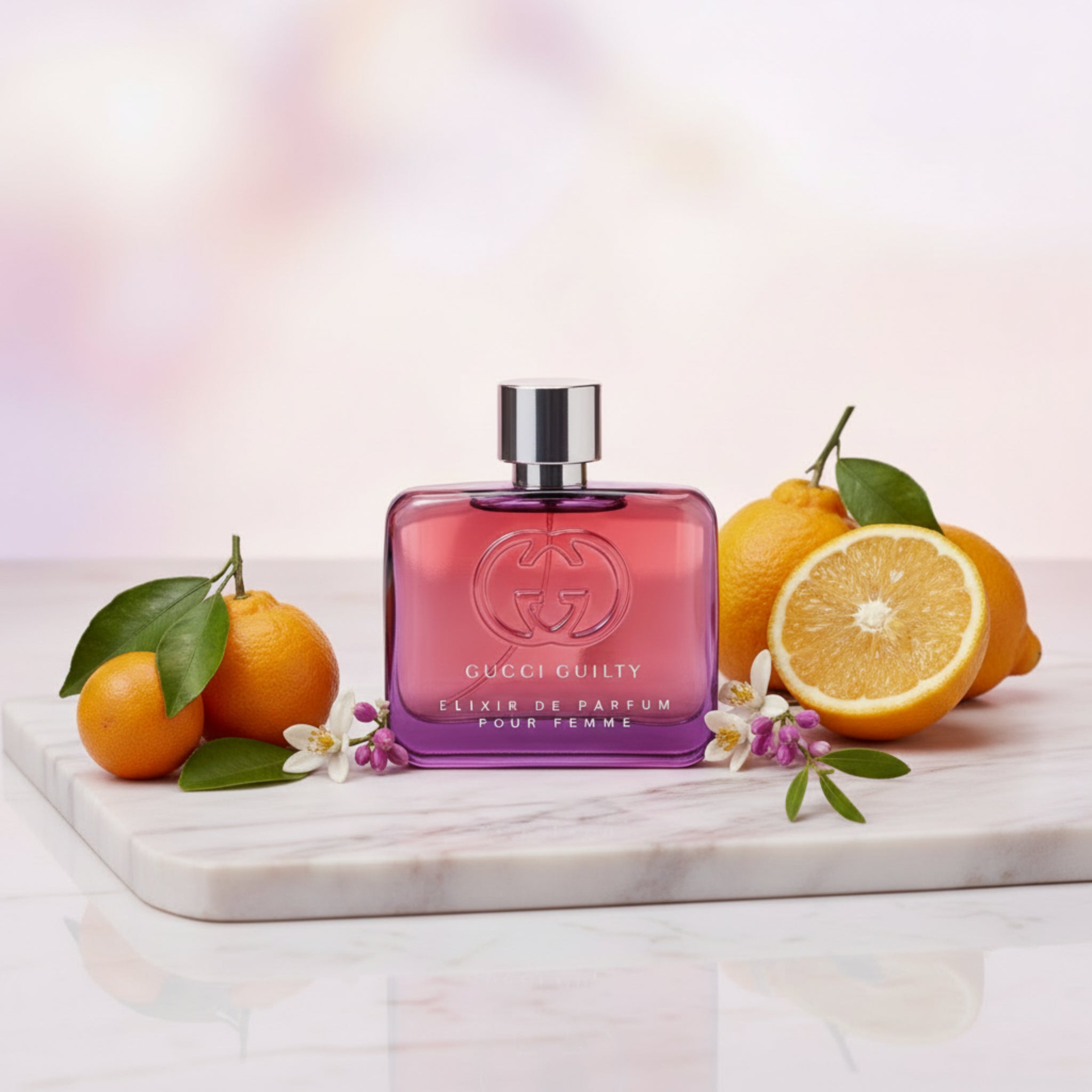 Gucci Guilty Elixir de Parfum bottle on a white background