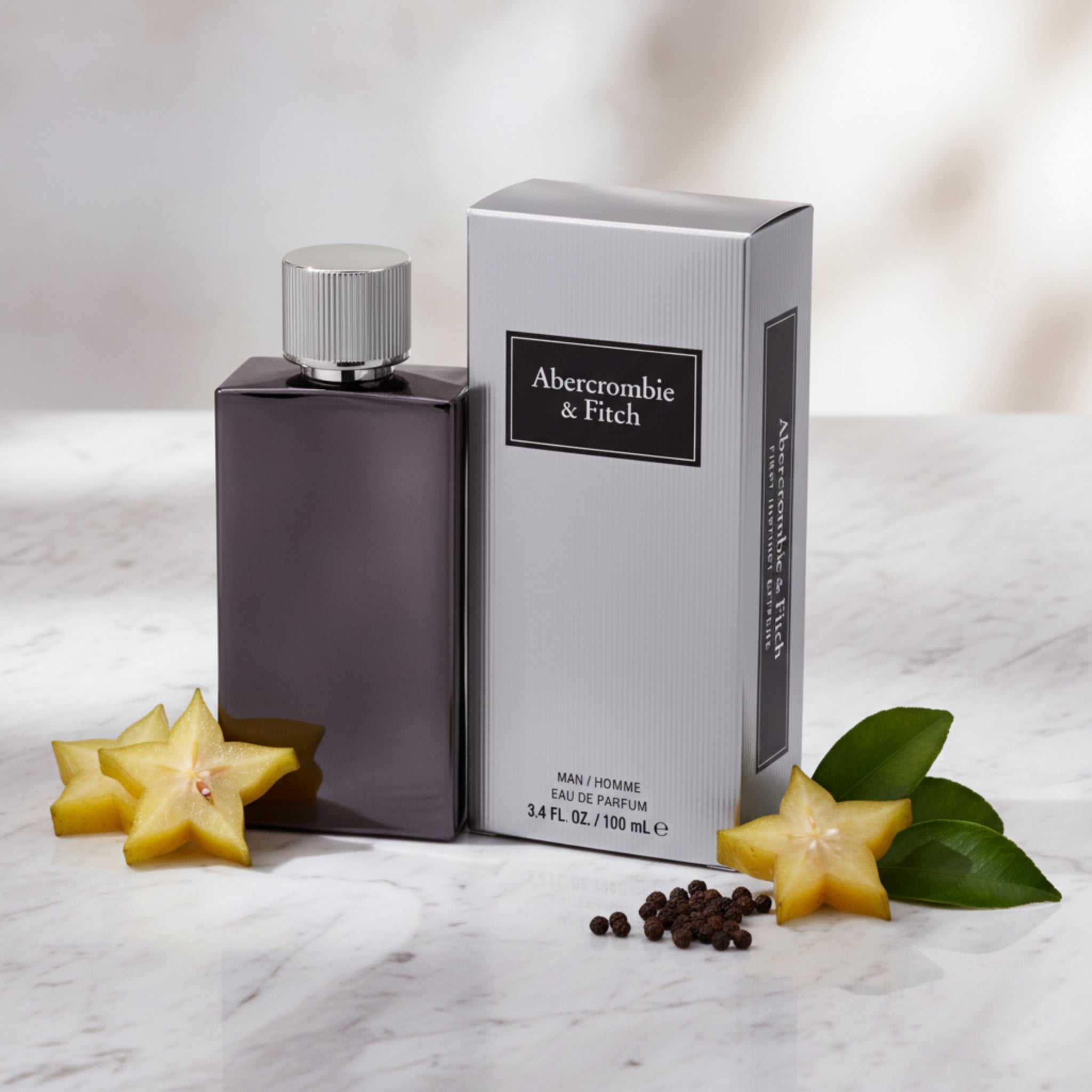Abercrombie & Fitch perfume bottle and packaging on a white background