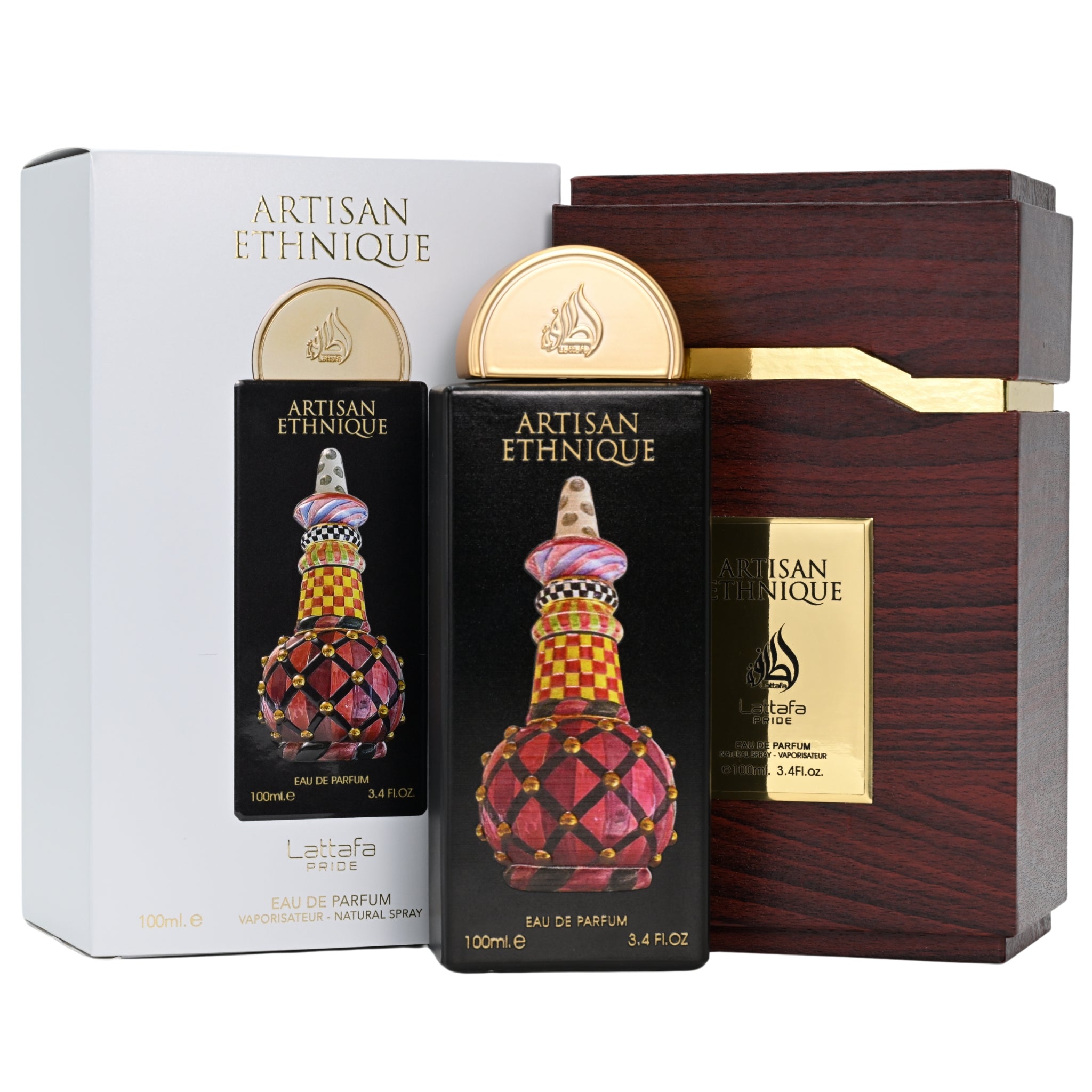 Artisan Ethiqué perfume set with packaging on a white background