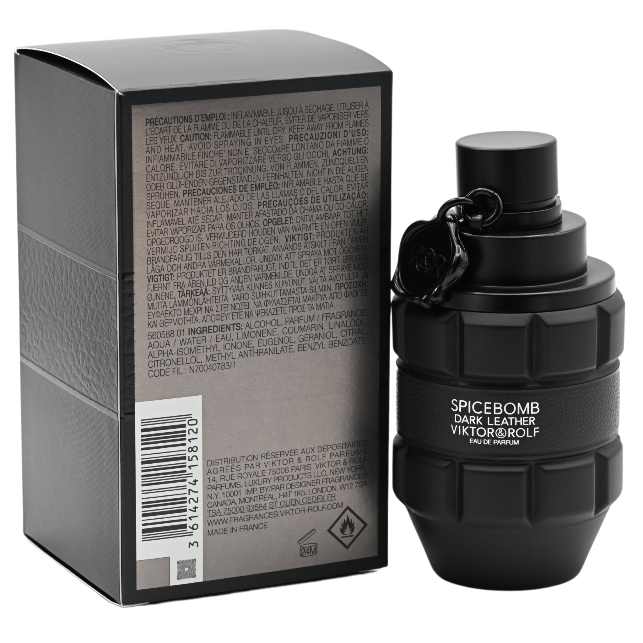 Black Spicebomb Viktor & Rolf perfume bottle with packaging on a white background