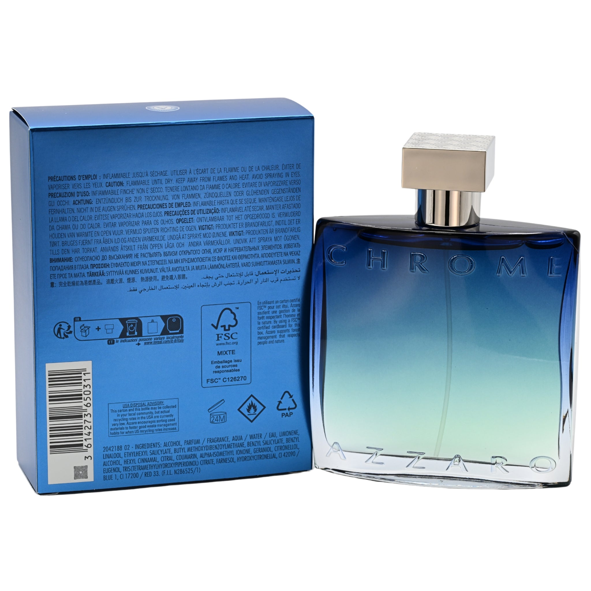 Chrome by Loris Azzaro cologne for men EDP 3.38 oz New in Box