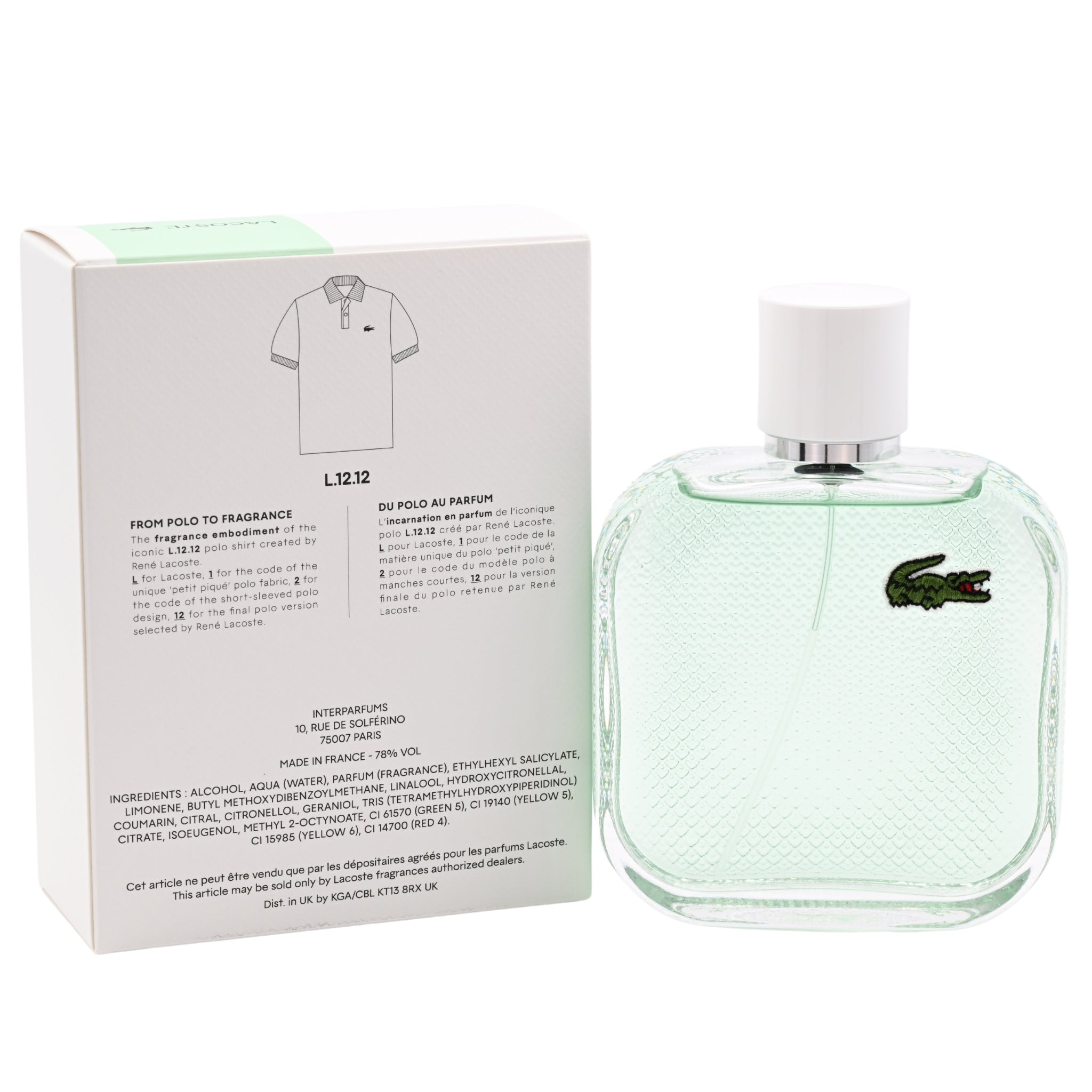 L.12.12 Blanc Eau Fraiche by Lacoste for him EDT 3.3 / 3.4 oz New in Box