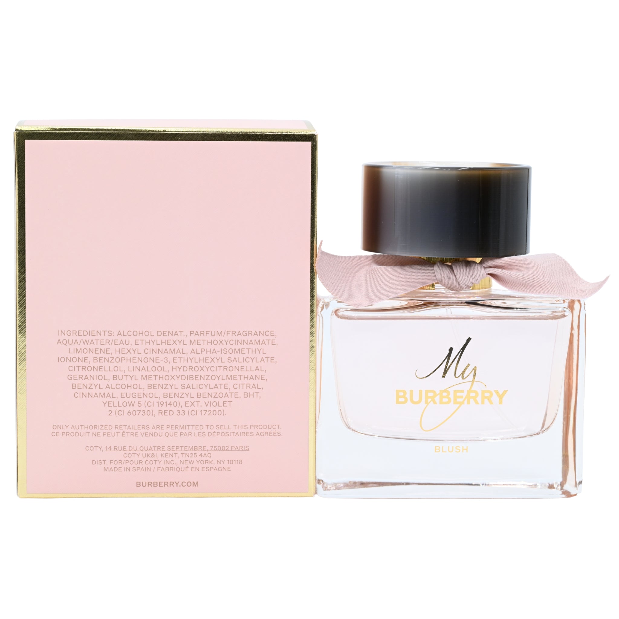 My Burberry Blush perfume bottle and packaging on a white background