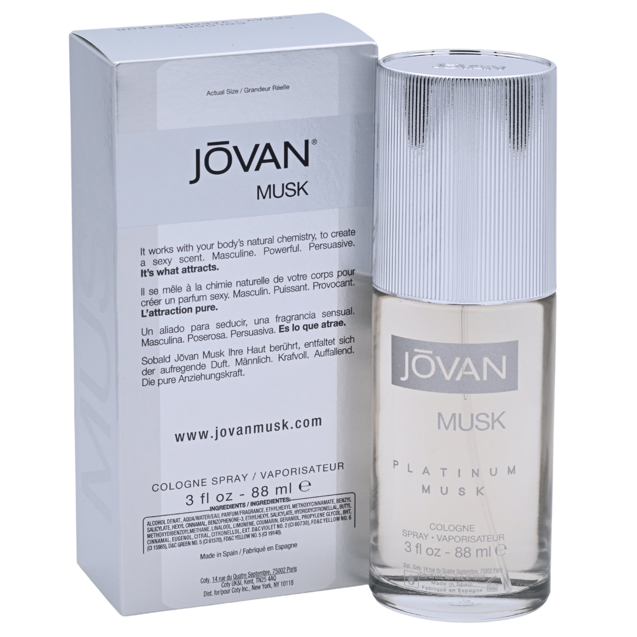 Jovan Platinum Musk by Jovan cologne for men EDC 3.0 oz New in Box