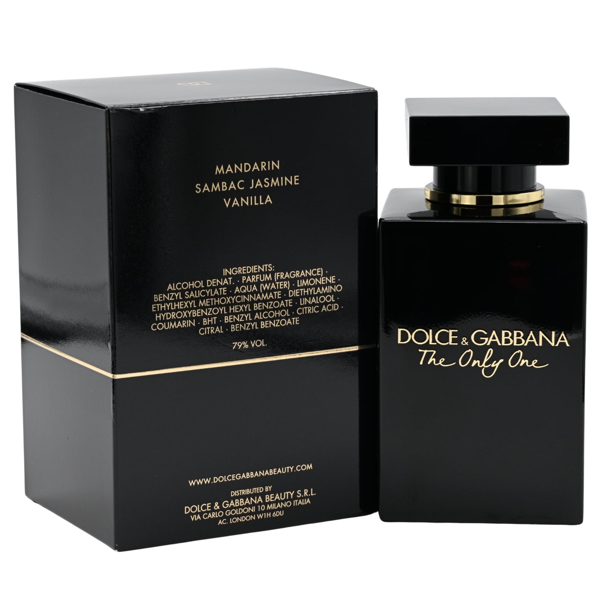 Dolce & Gabbana perfume bottle and packaging on a white background