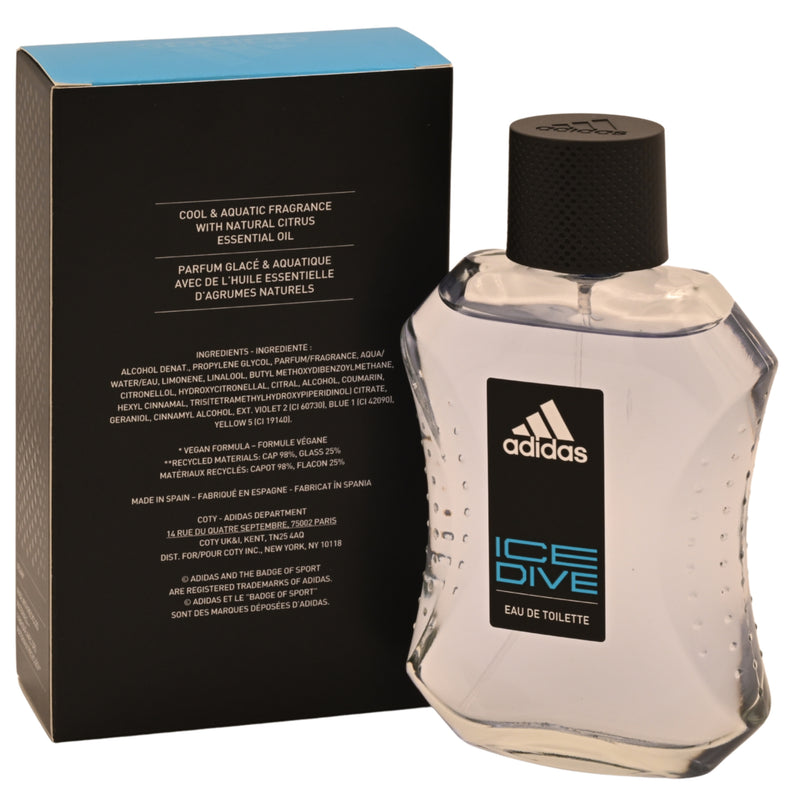 Adidas ICE DIVE Cologne for Men 3.4 oz edt 3.3 Spray New in BOX