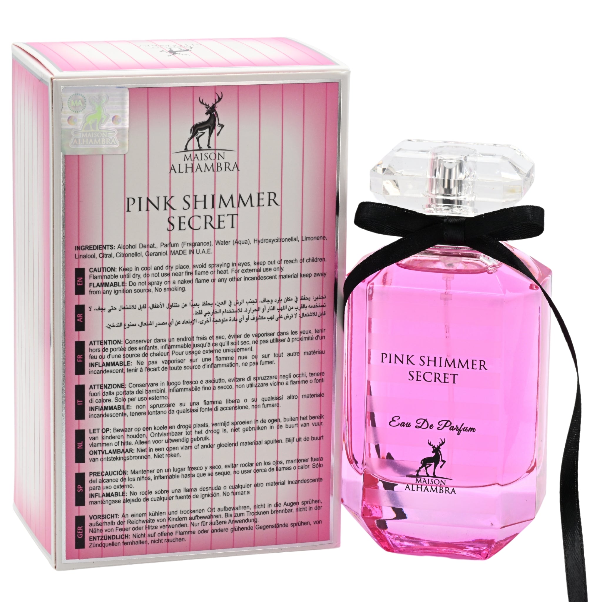 Pink Shimmer Secret by Maison Alhambra for her EDP 3.3 / 3.4 oz New in Box