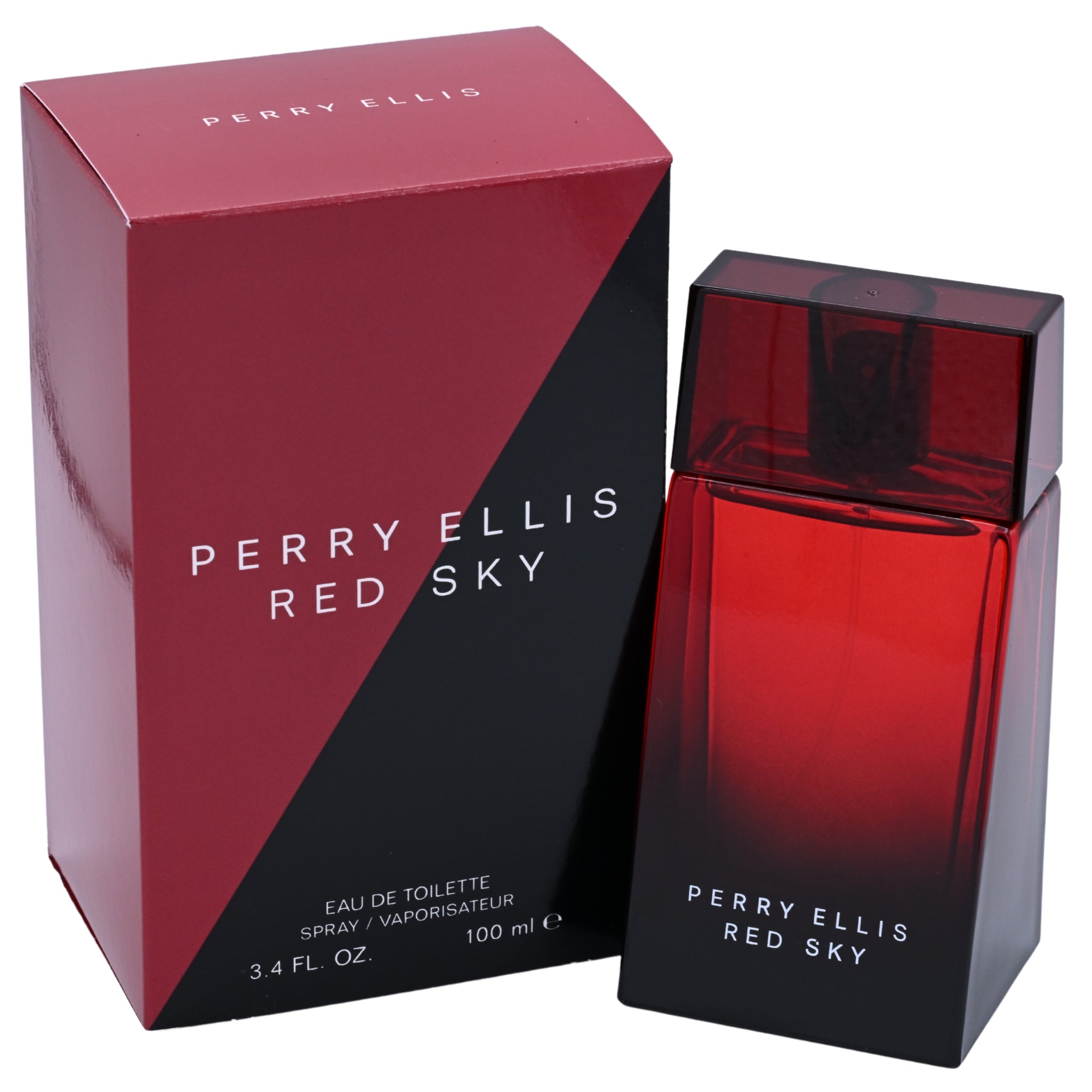 Perry Ellis Red Sky perfume bottle and packaging on a white background