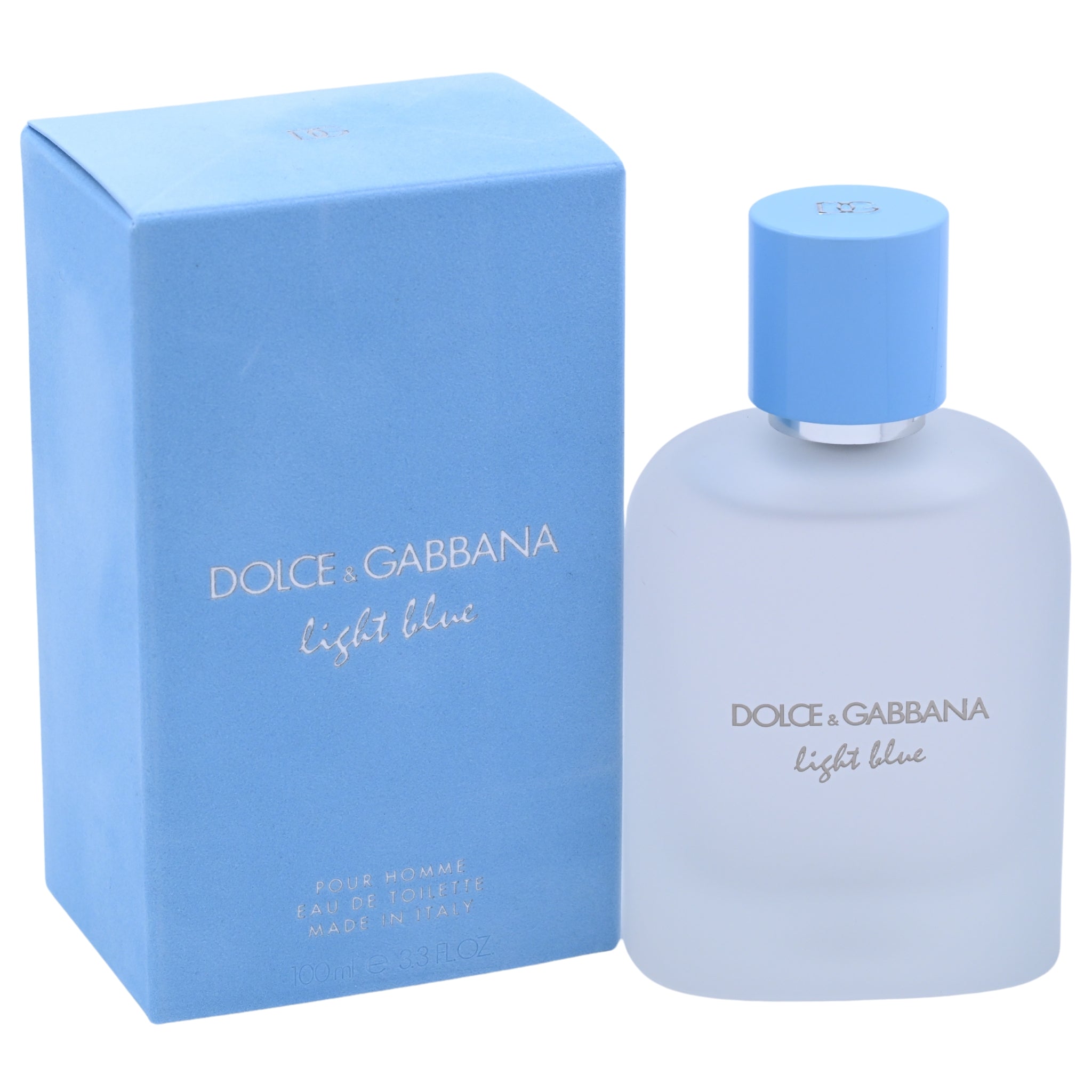 Dolce & Gabbana Light Blue perfume bottle and packaging on a white background