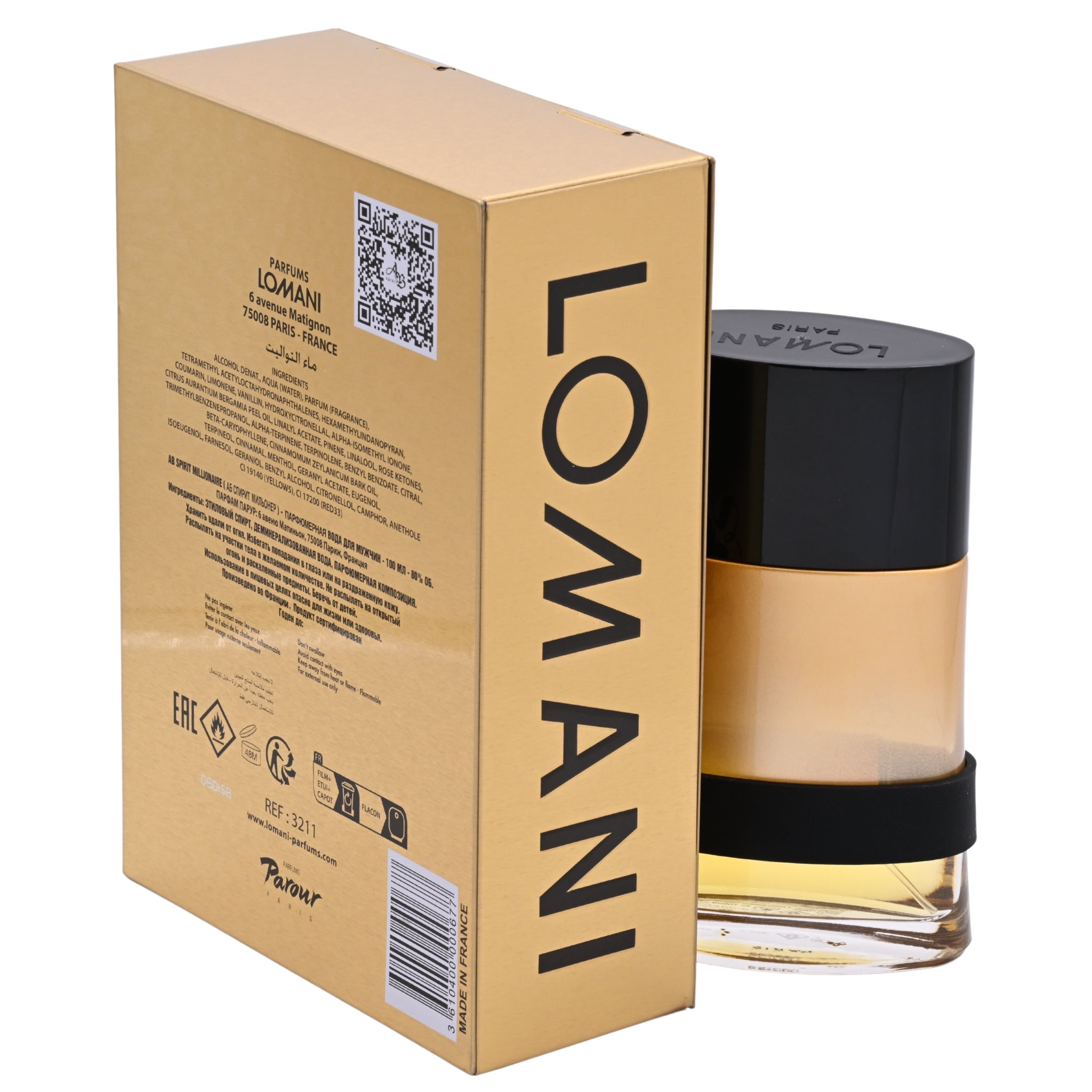 AB SPIRIT MILLIONAIRE by Lomani men 3.3 oz 3.4 edt cologne NEW IN BOX