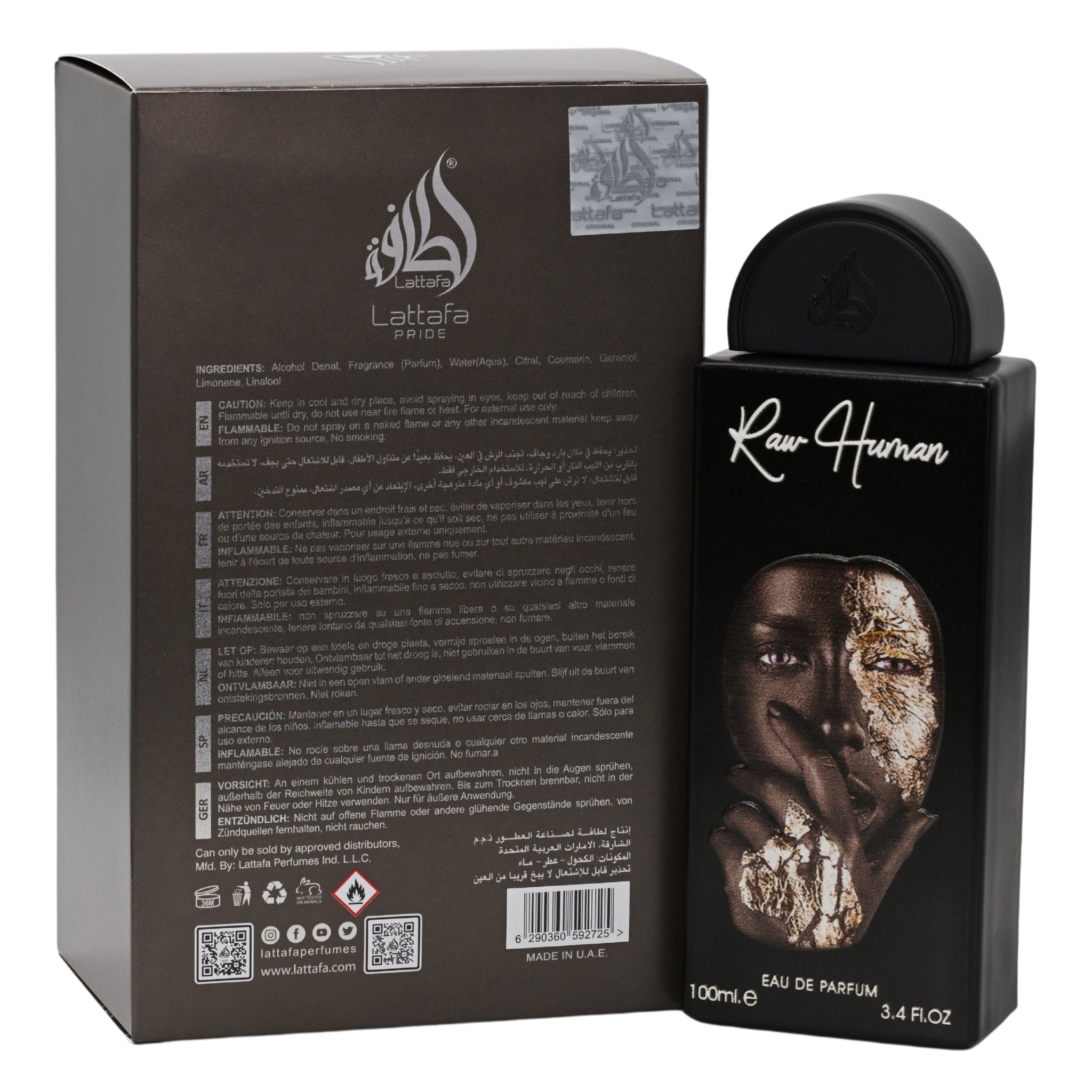 Pride Raw Human by Lattafa perfume for unisex EDP 3.3 / 3.4 oz New in Box