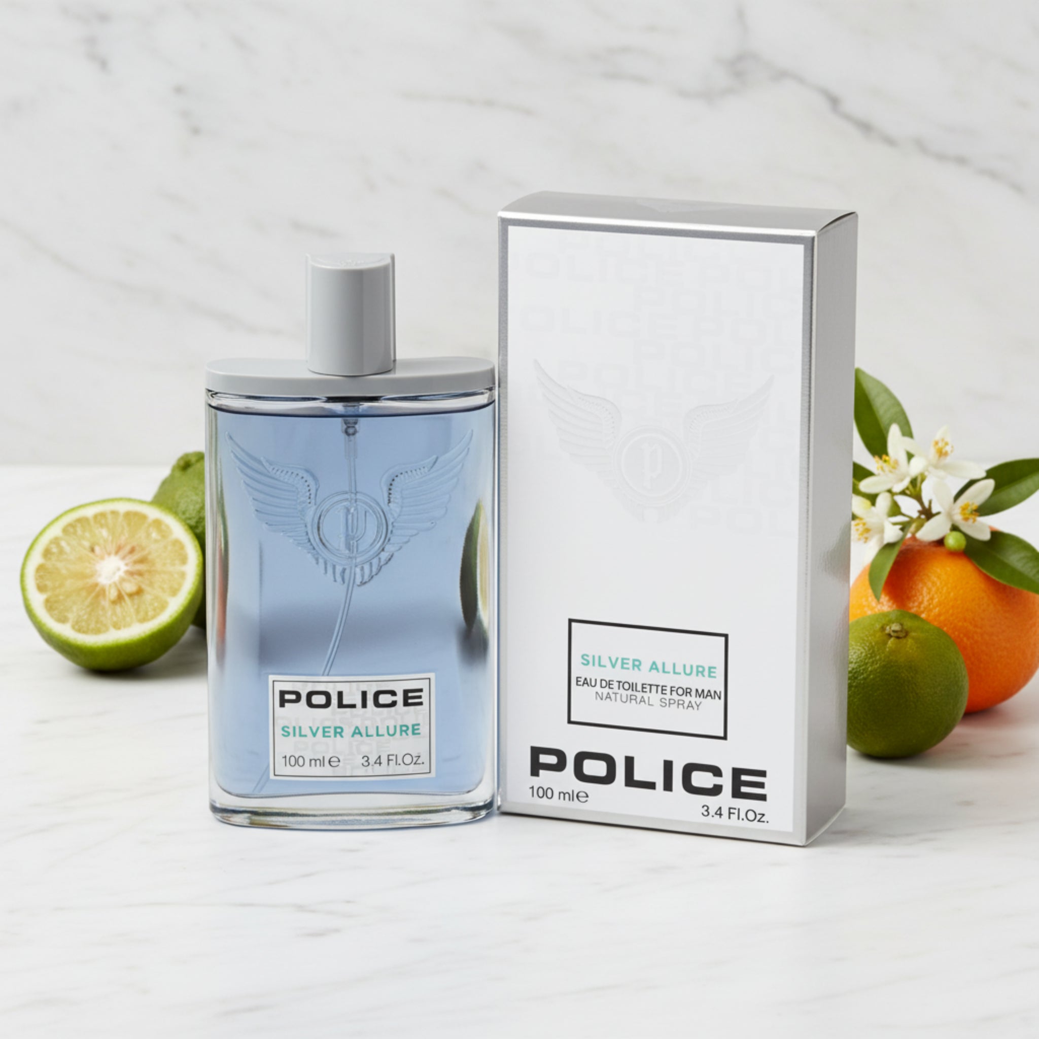 Police Contemporary Silver Allure EDT Spray Men 3.4 oz 100ml New Box