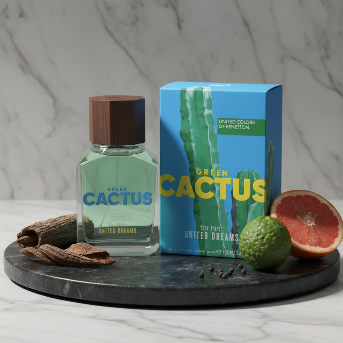 Benetton United Dreams Green Cactus EDT Spray Men 3.4 oz 100ml NIB