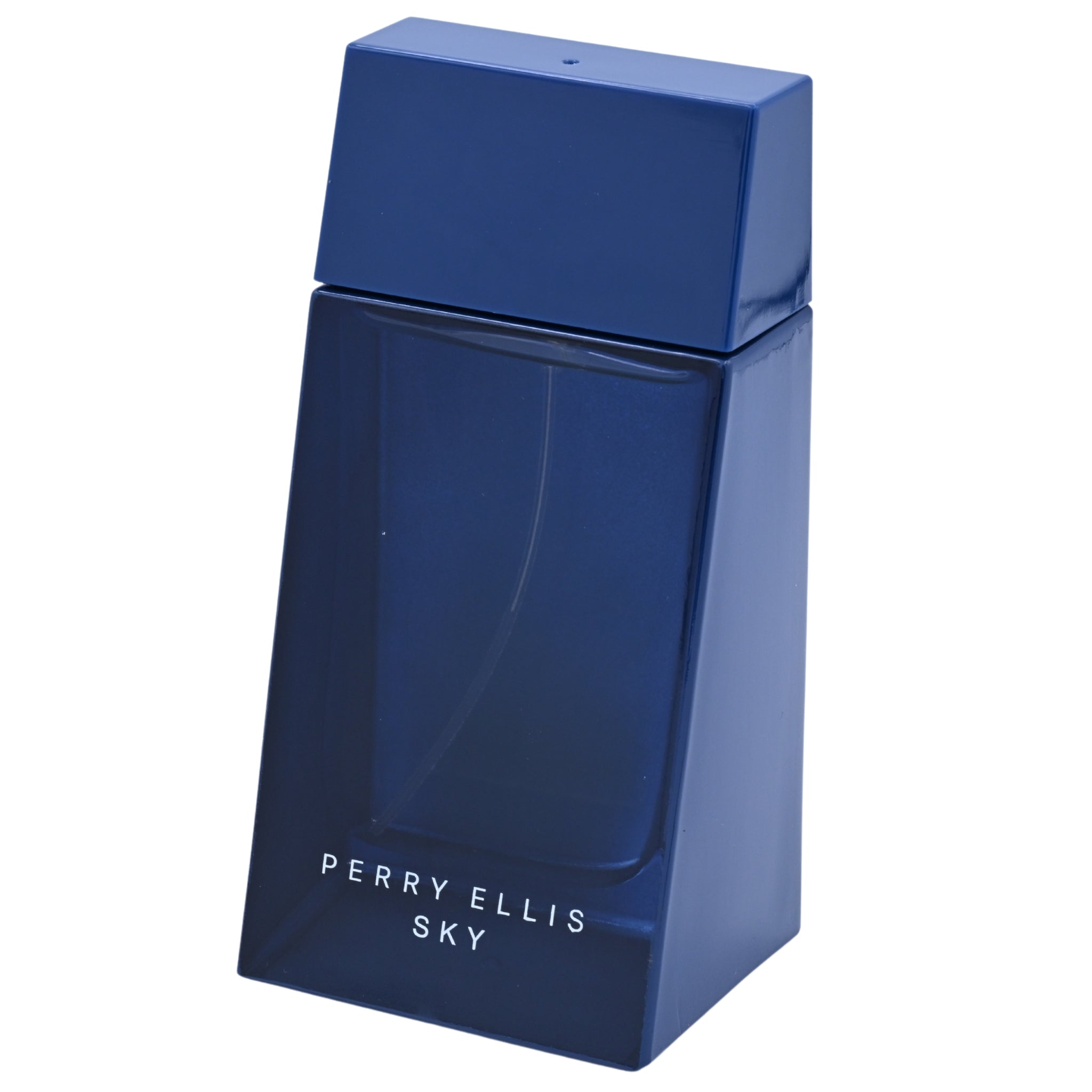 Blue Perry Ellis Sky perfume bottle on a white background