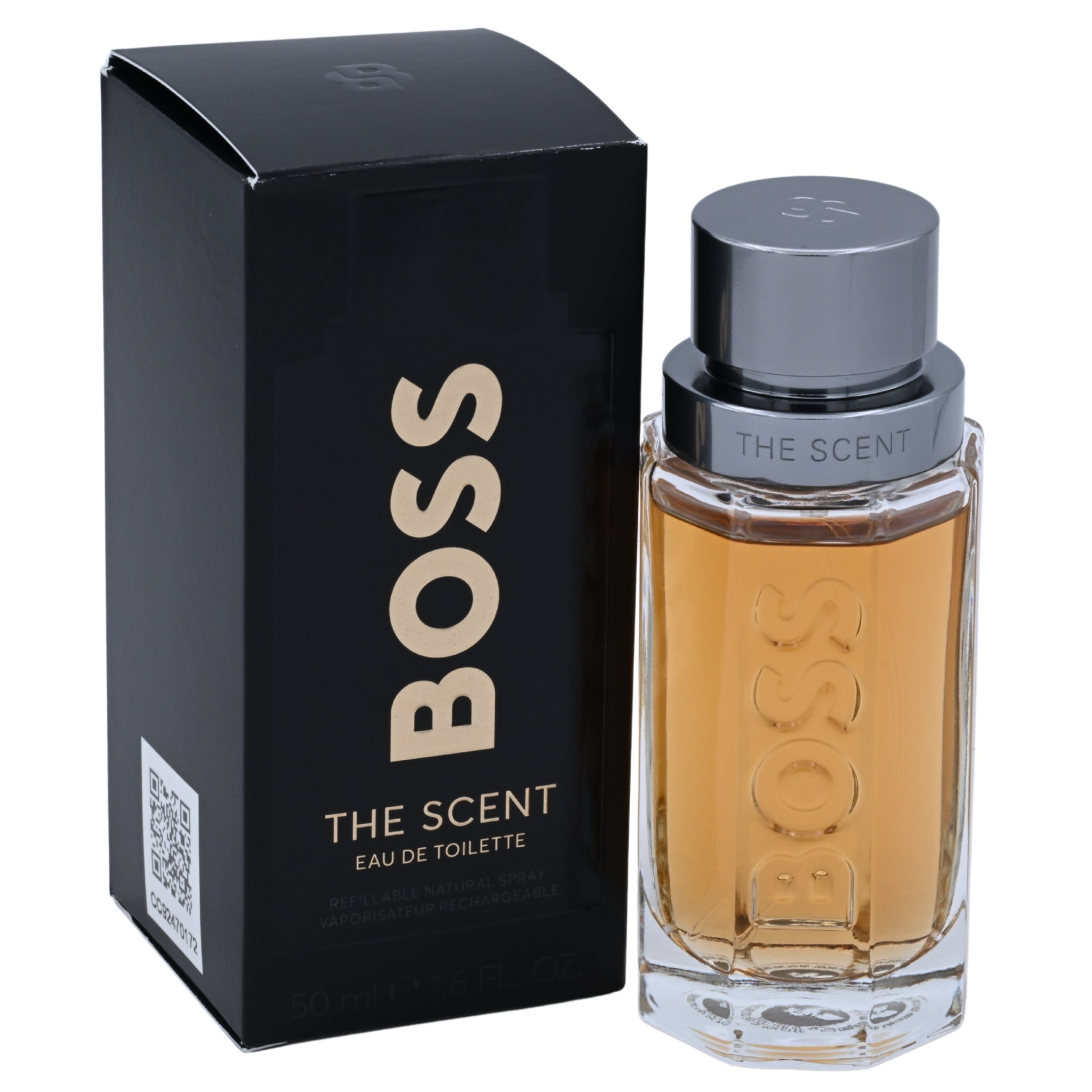 BOSS The Scent perfume bottle and packaging on a white background
