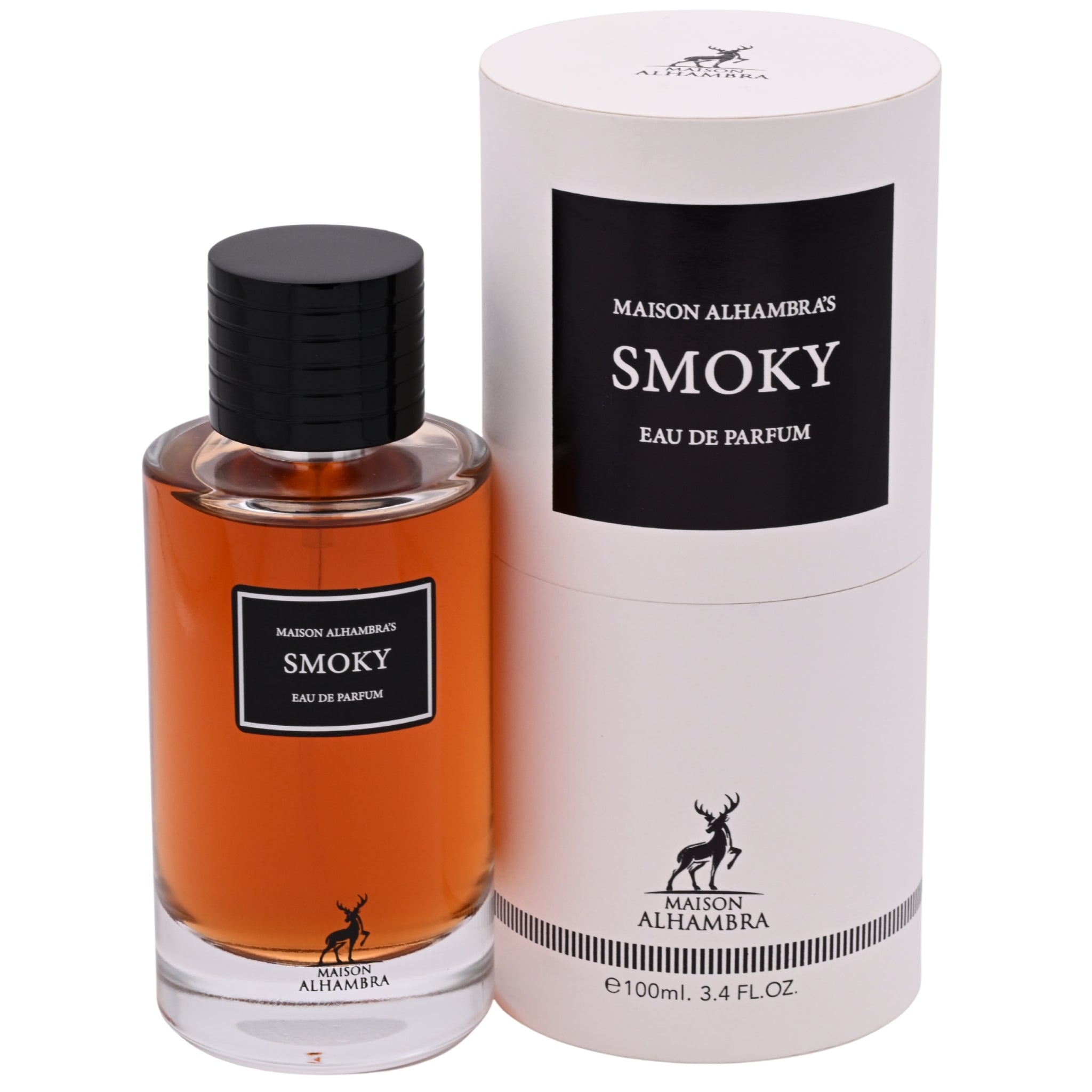 Maison Alhambra Smoky Eau de Parfum bottle and packaging on a white background