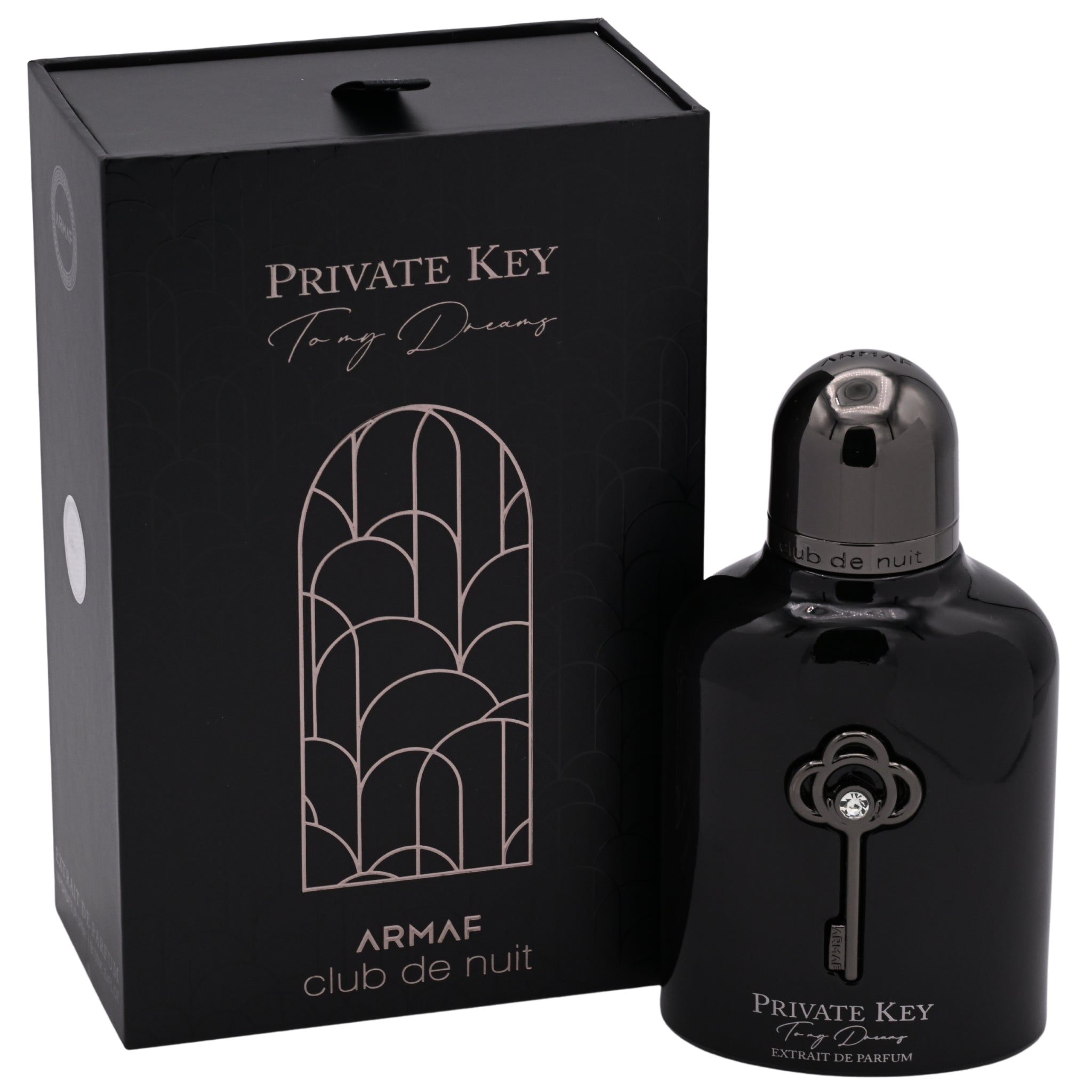 Black Armaf Private Key perfume bottle and packaging on a white background
