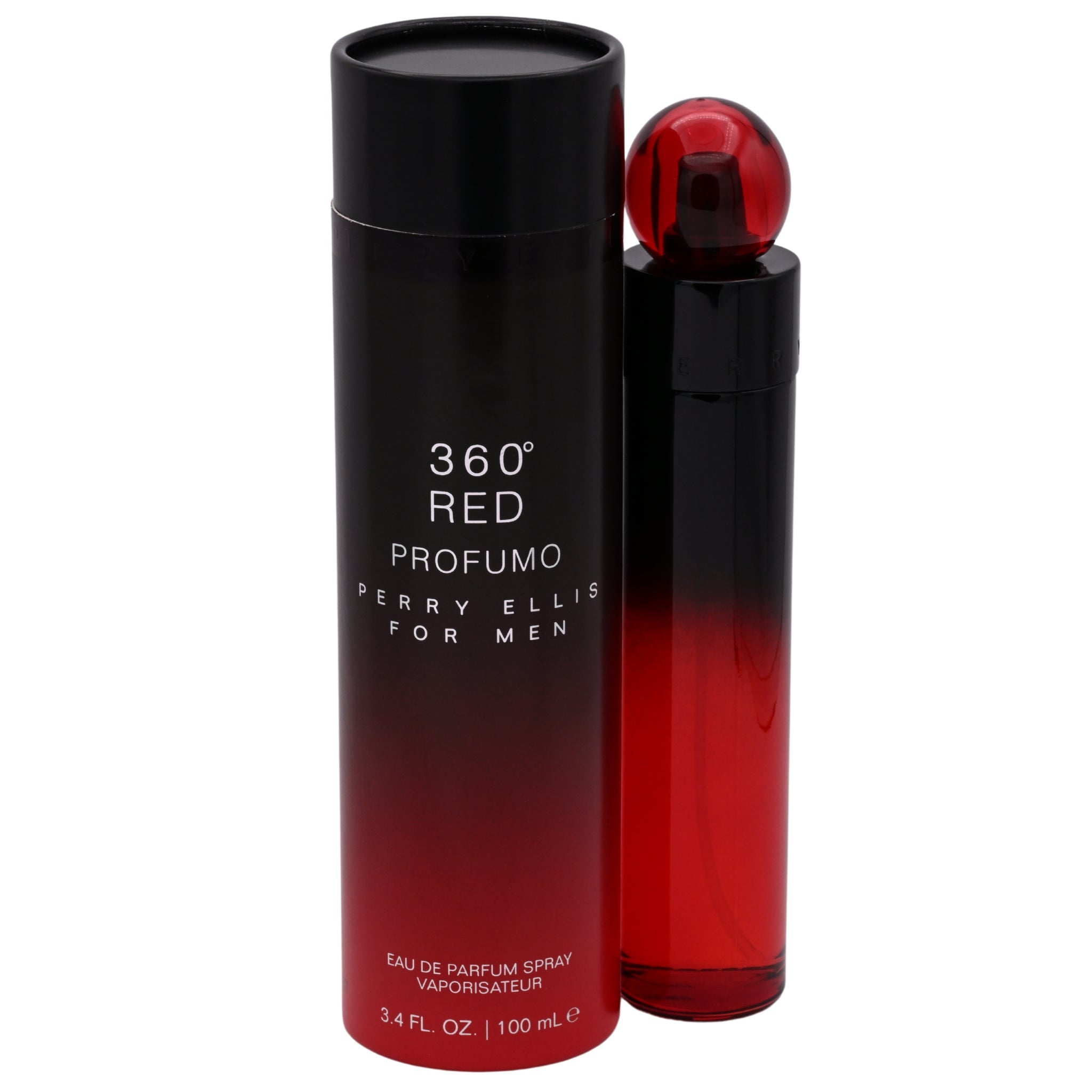 Perry Ellis 360 Red Profumo perfume bottle with black and red design on a white background