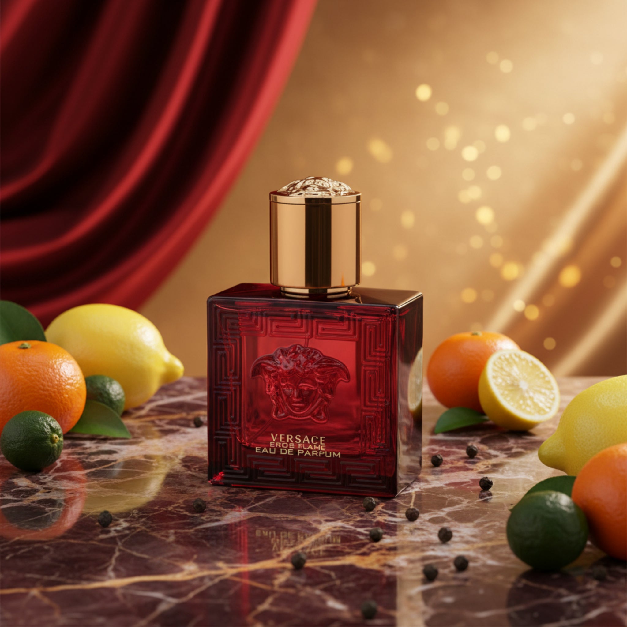 【レア】GIANNI VERSACE タイ　赤 Versace Eros Flame by Gianni Versace cologne men EDP 1 / 1.0 oz New in