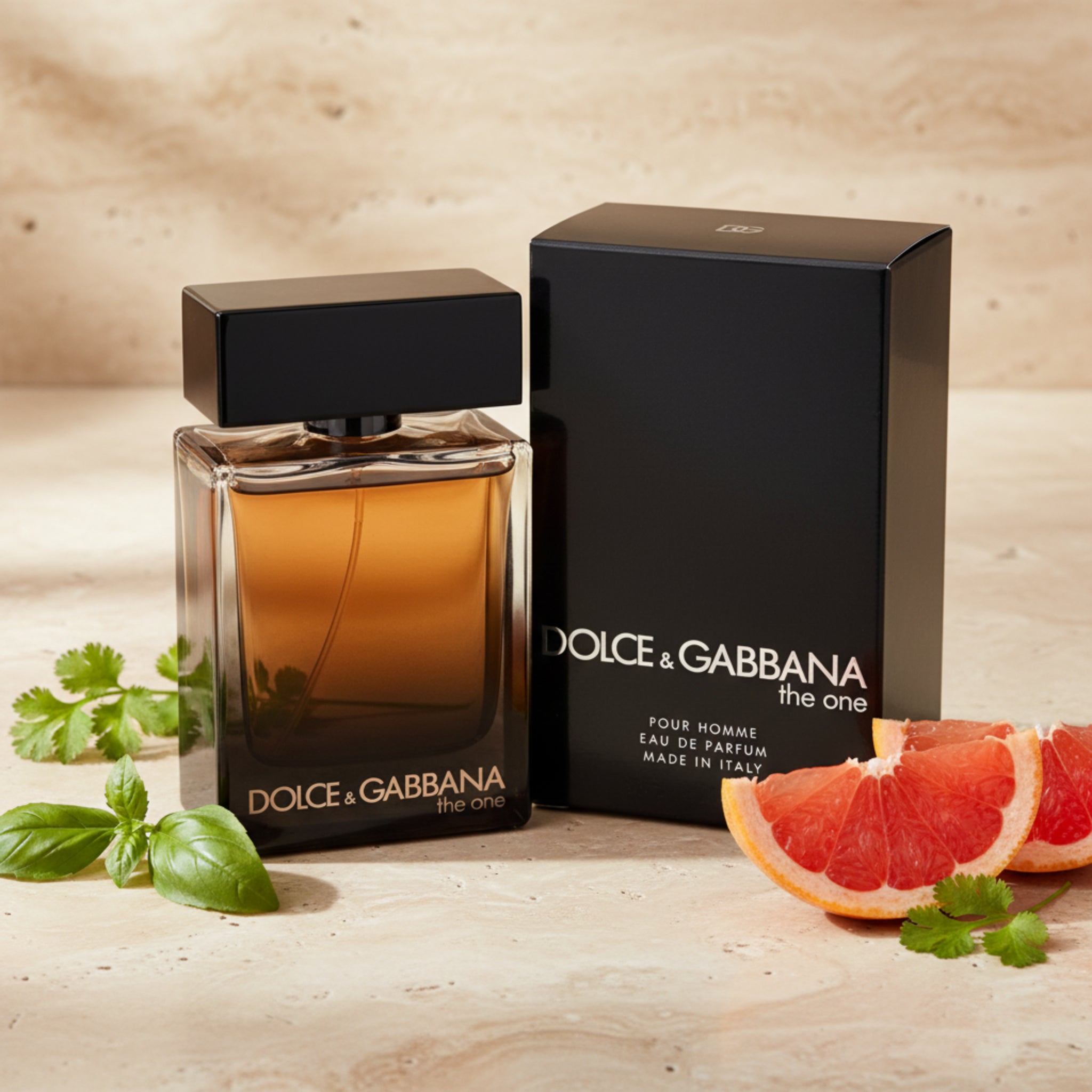 Dolce & Gabbana perfume bottle and packaging on a white background