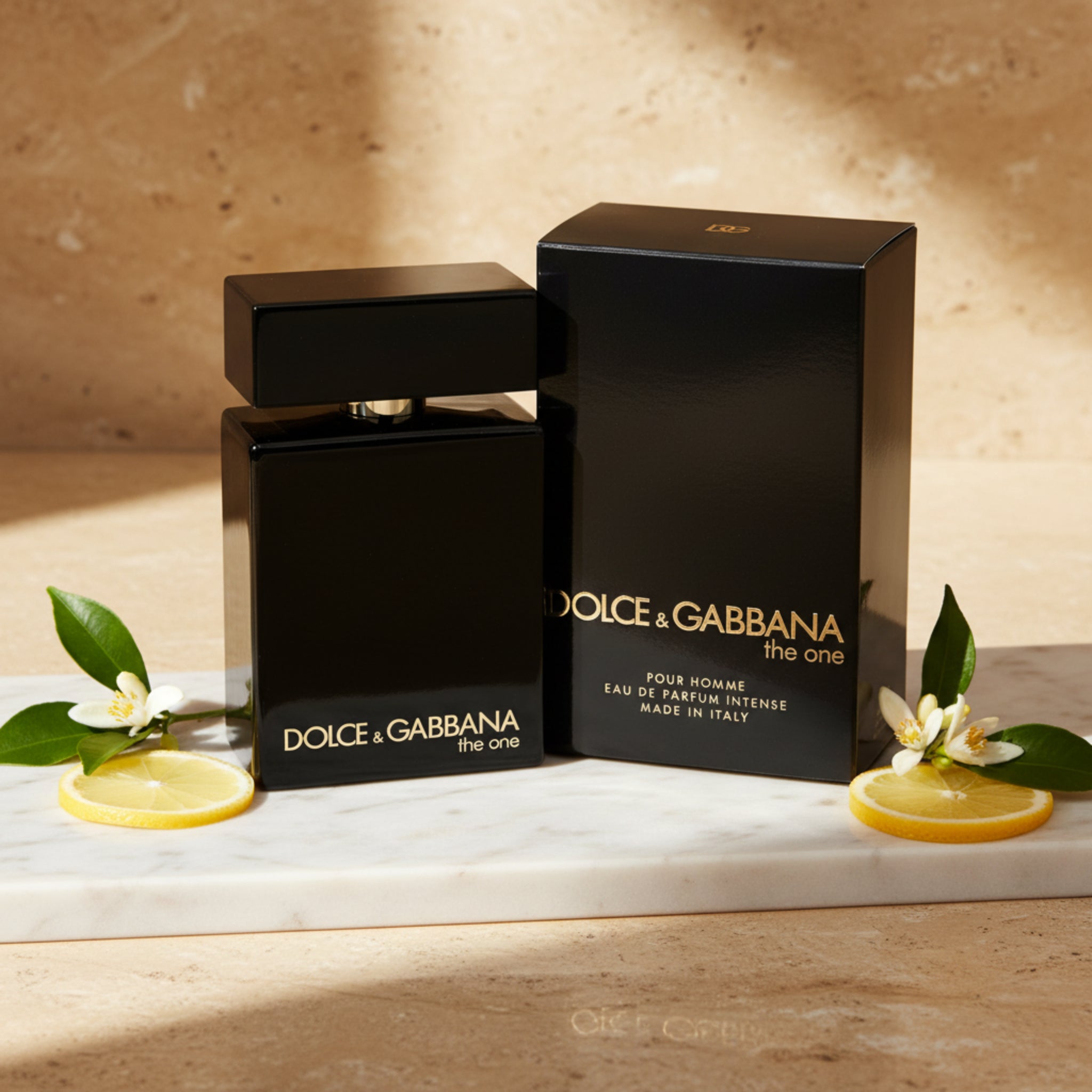 Dolce & Gabbana perfume bottle and packaging on a white background