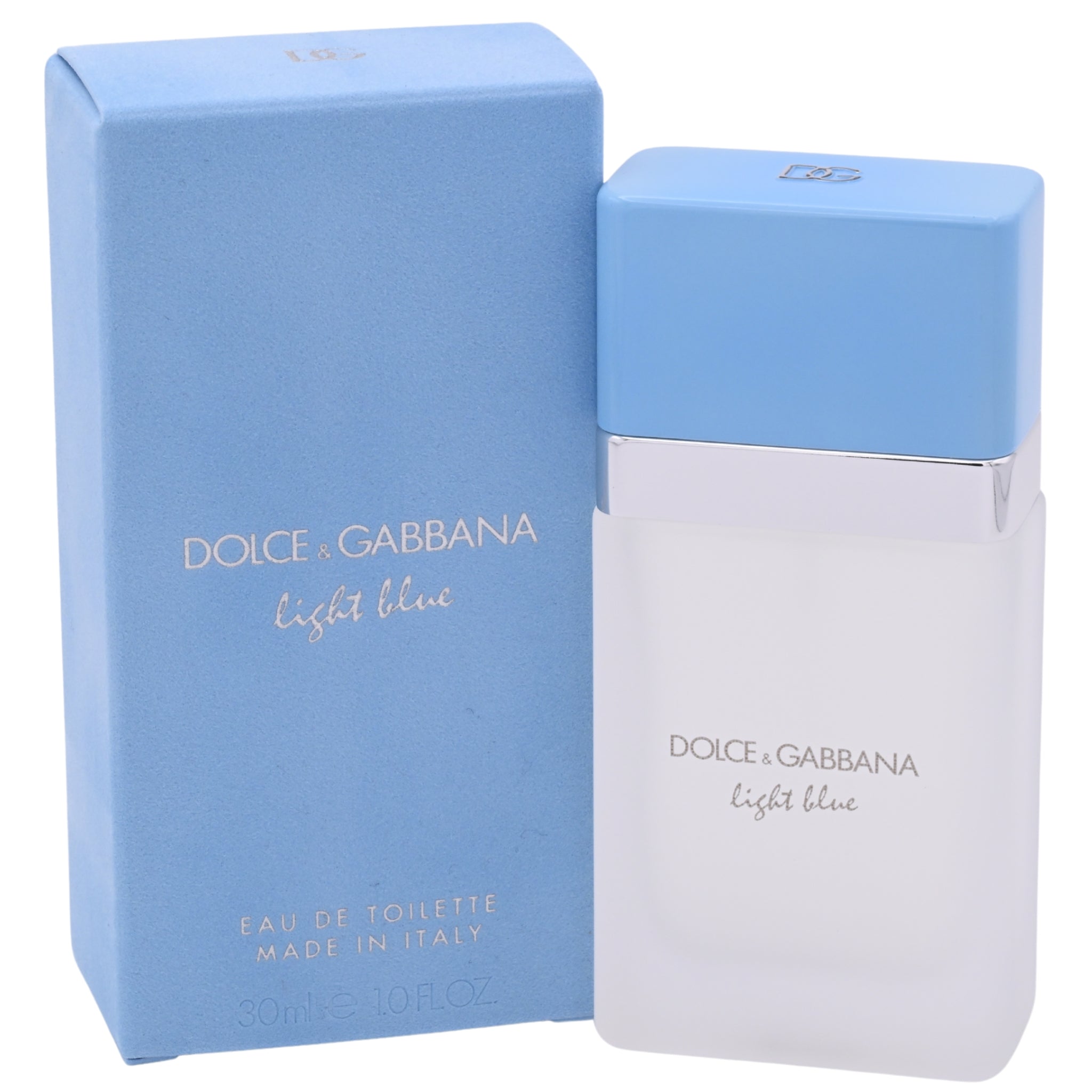 Dolce & Gabbana Light Blue perfume bottle and packaging on a white background