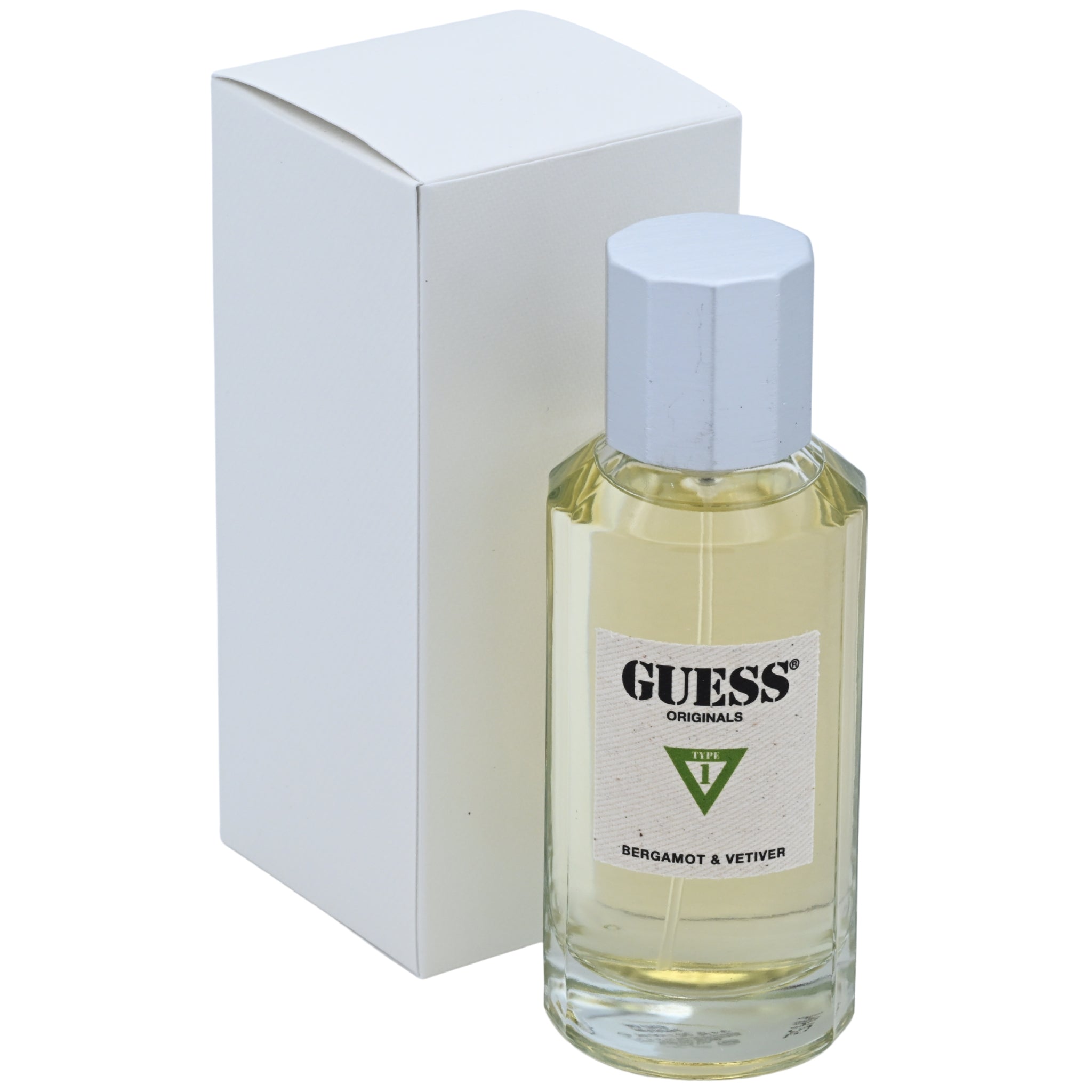 Guess perfume bottle with packaging on a white background