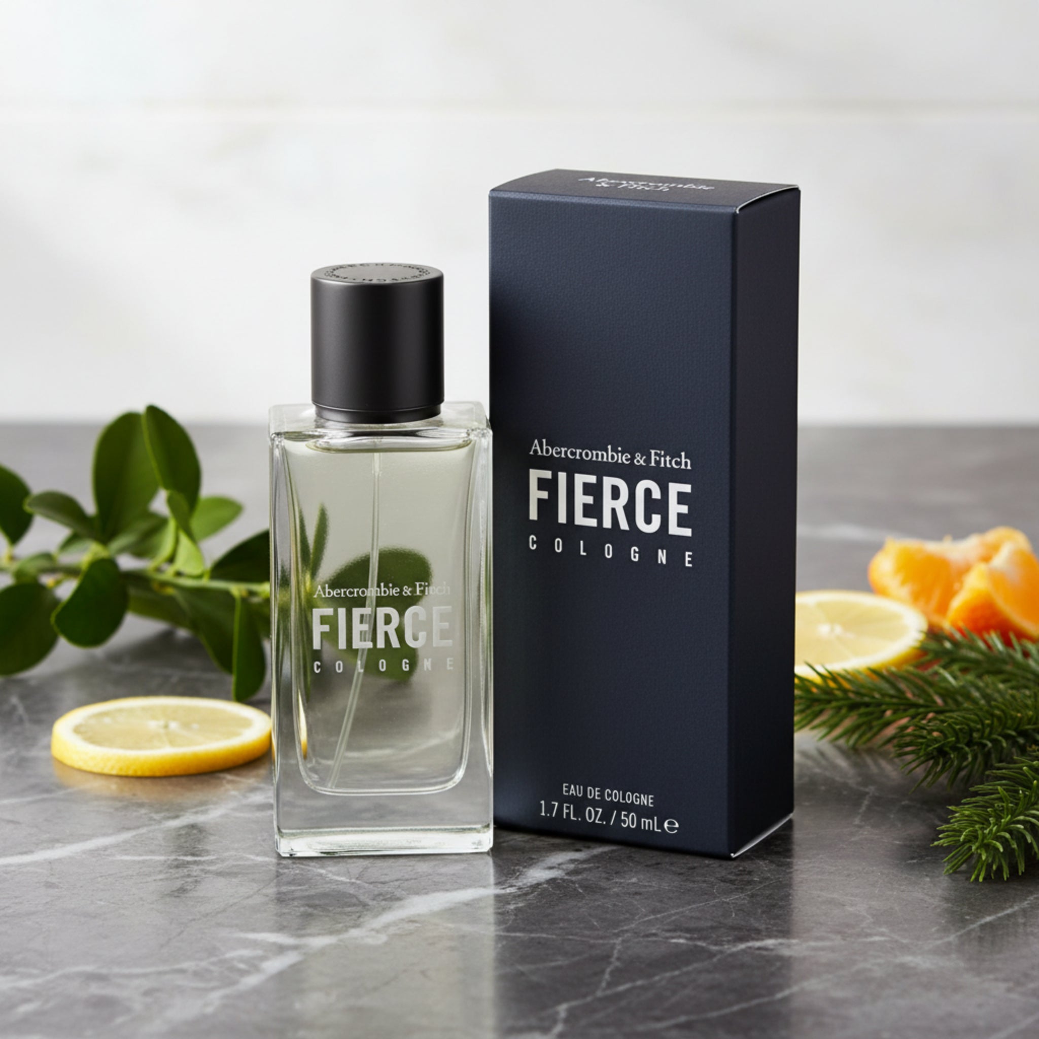Abercrombie & Fitch Fierce cologne bottle and packaging on a white background
