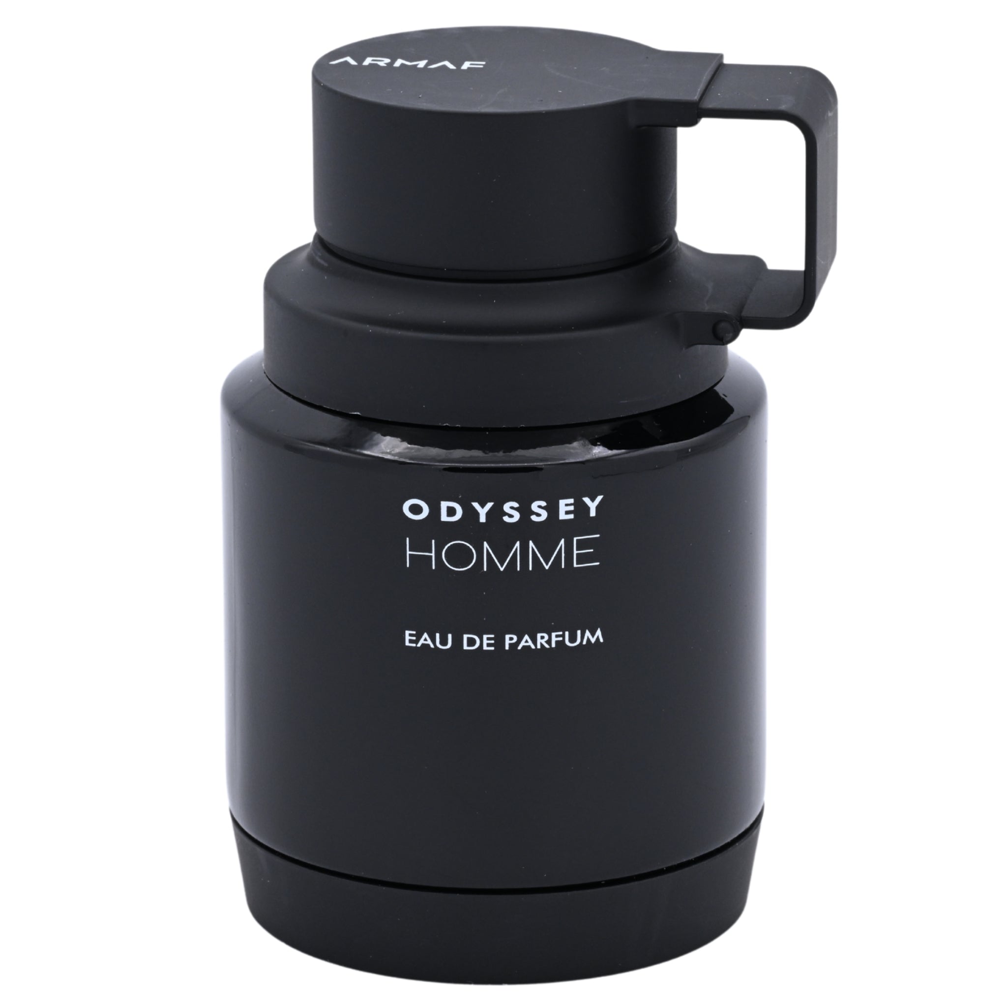 Black Odyssey Homme perfume bottle on a white background