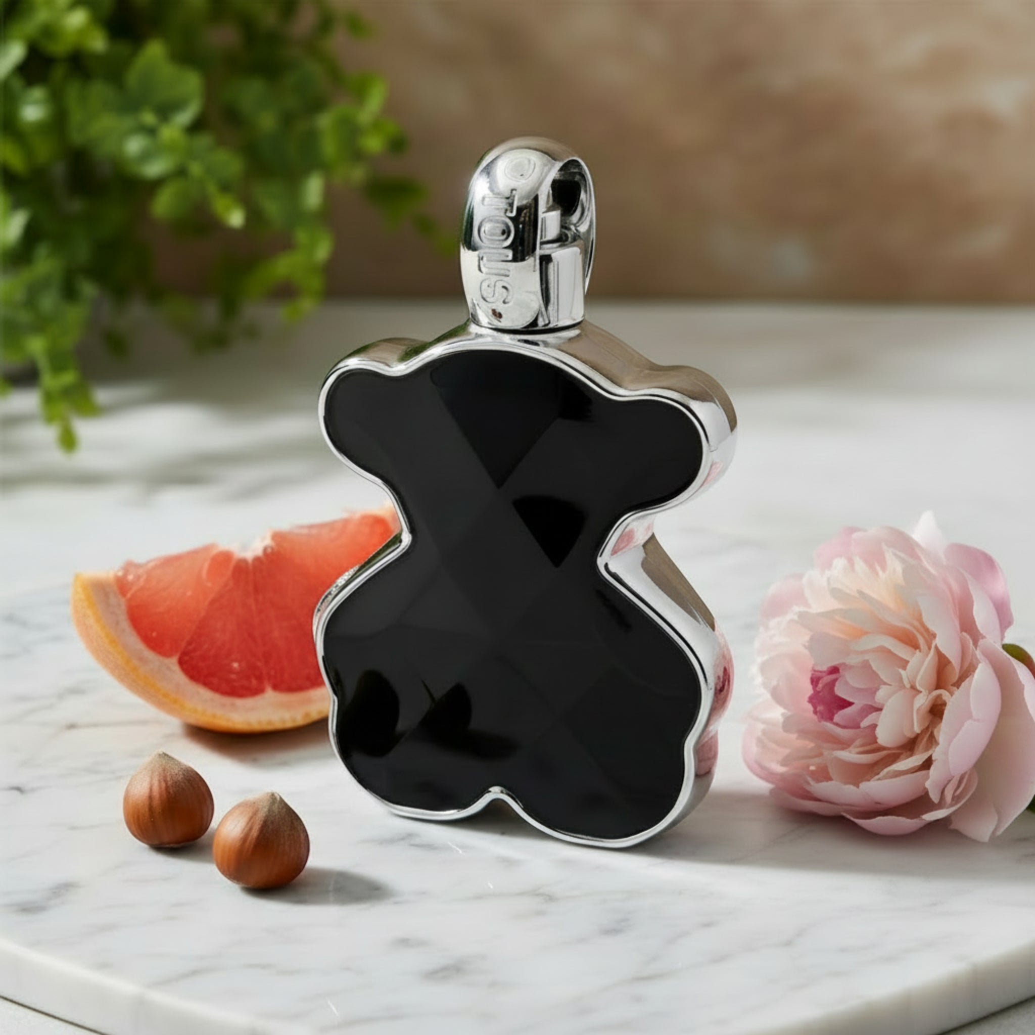Black and silver pendant on a white background