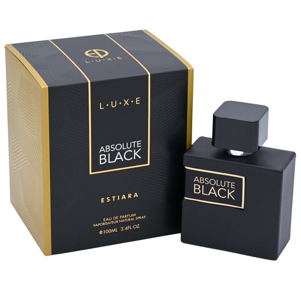 Estiara Luxe Absolute Black EDP Spray Men 3.4 oz 100ml New Box