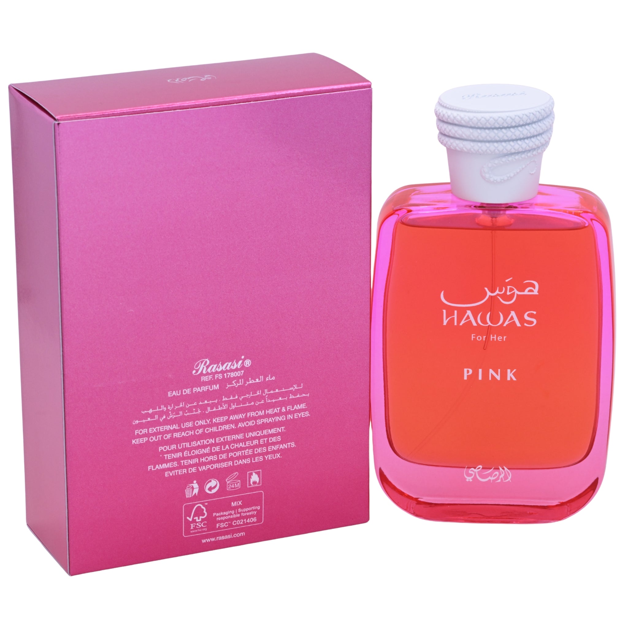 Rasasi Hawas Pink Eau de Parfum (EDP) Spray for Women 3.38 oz / 100 ml
