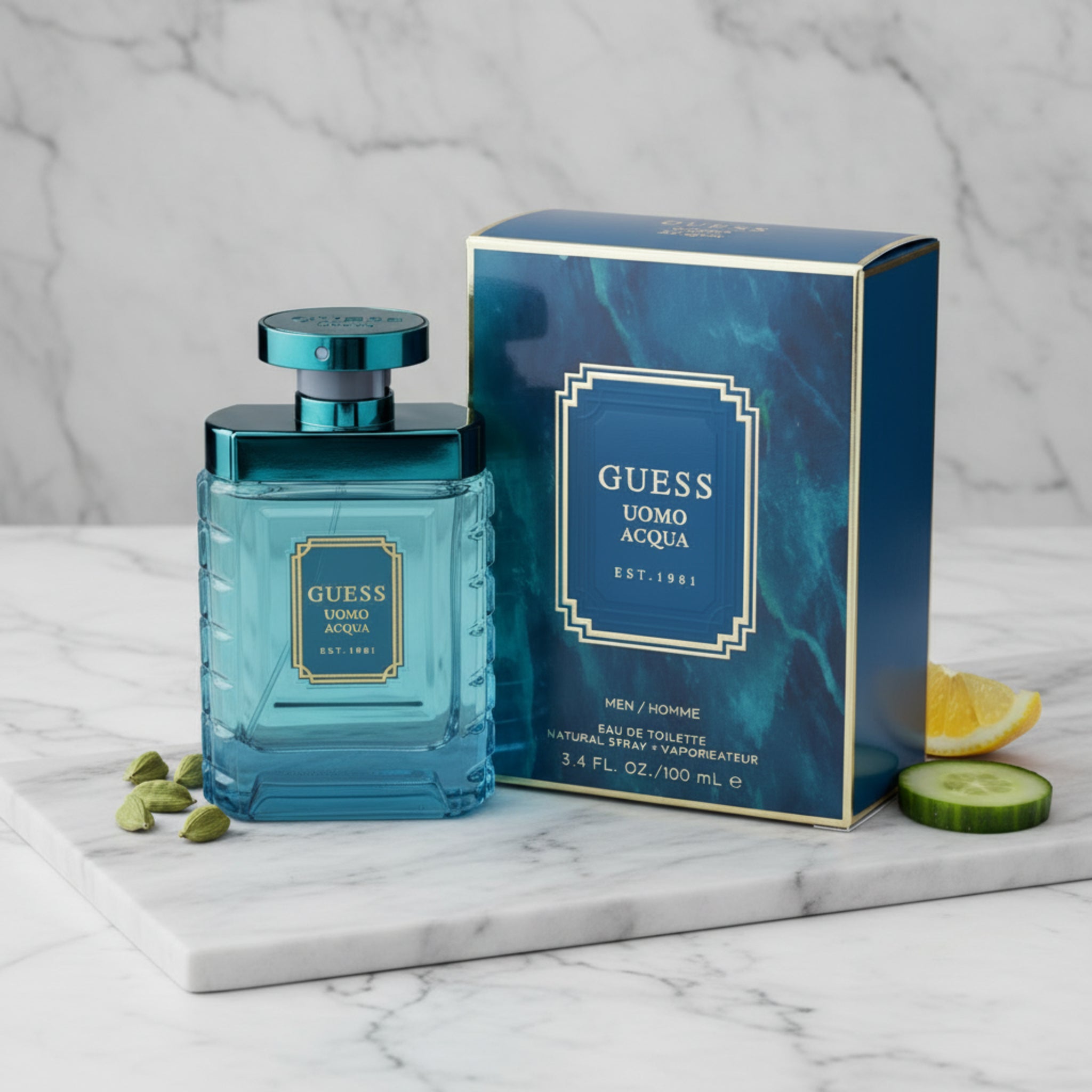 Guess Uomo Acqua Eau de Toilette Spray for Men 3.4 oz (New in Retail Box)