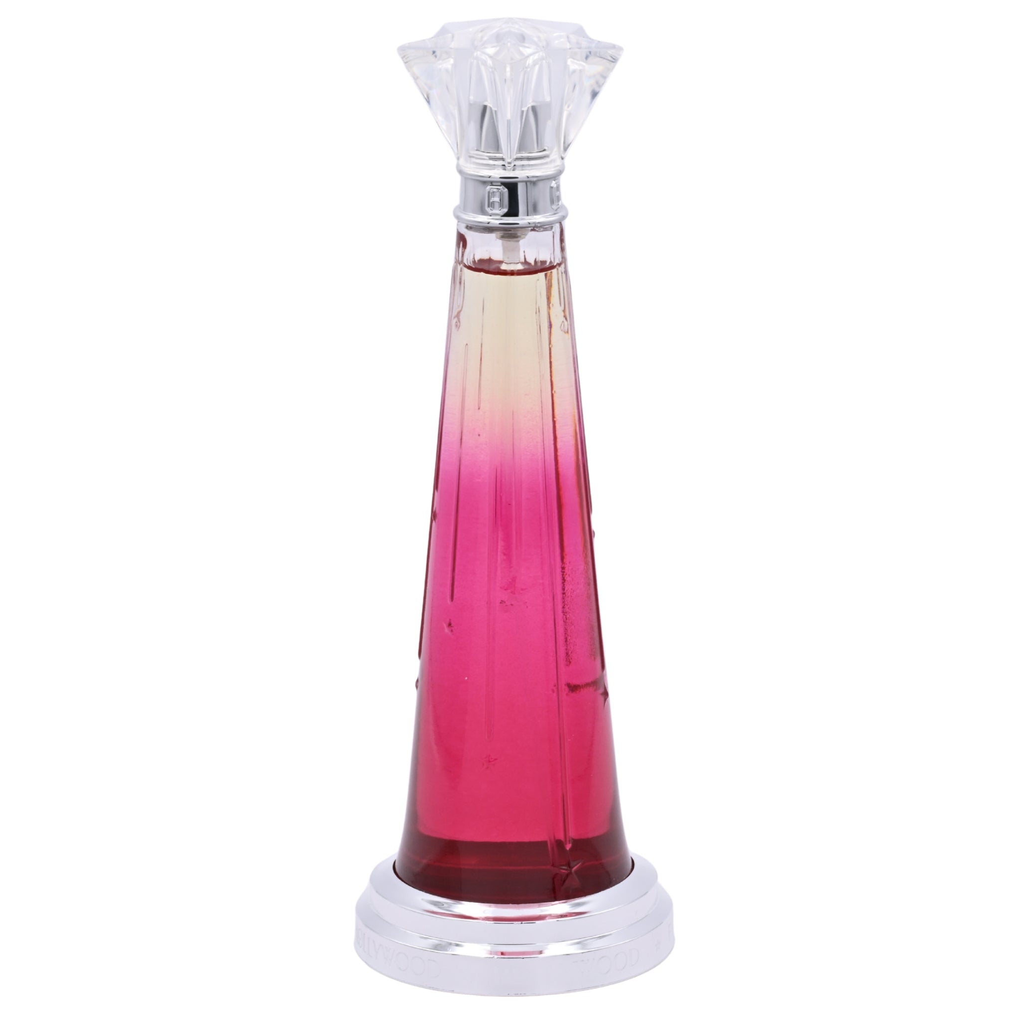 Perfume bottle with gradient color design on a white background