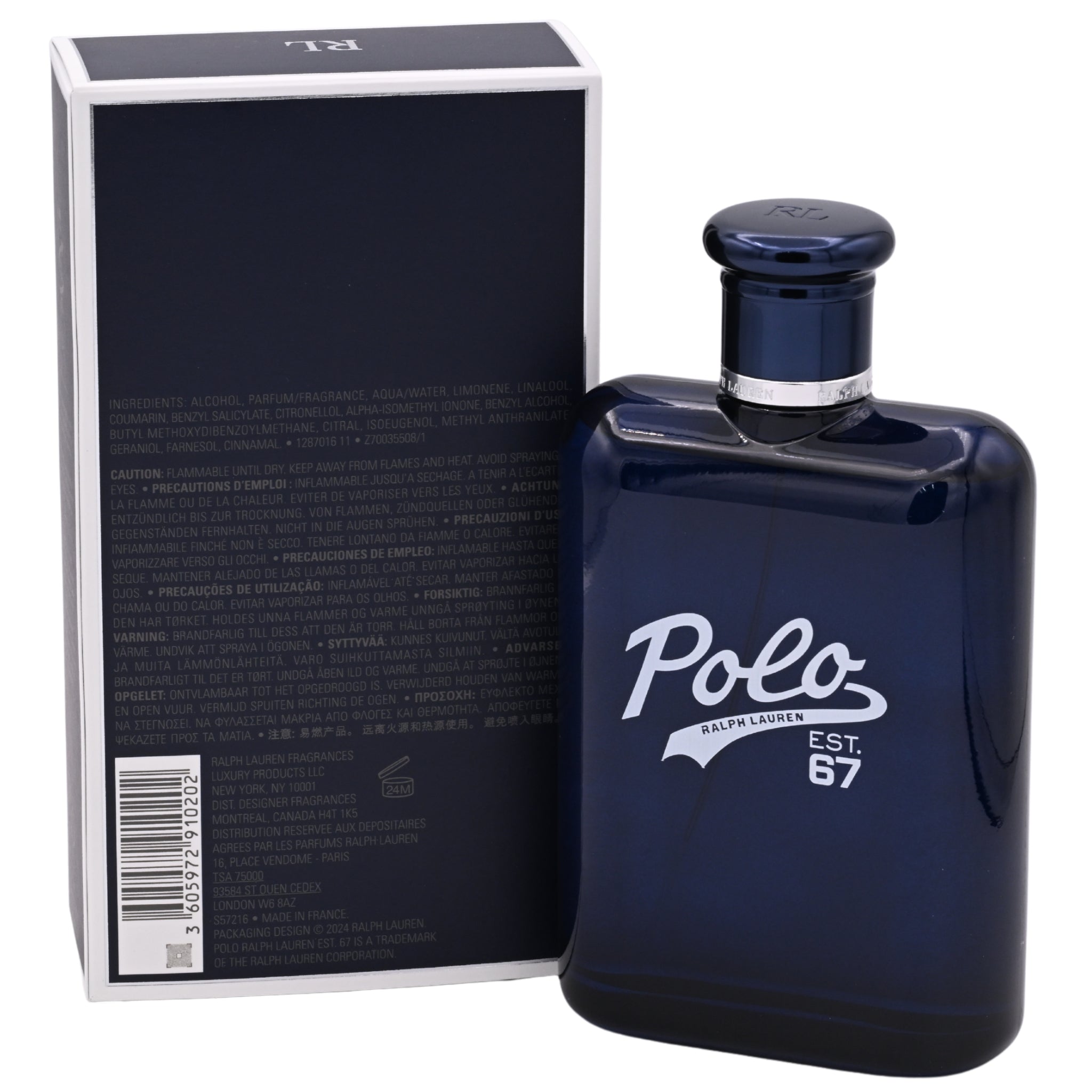 Polo Ralph Lauren perfume bottle with packaging on a white background