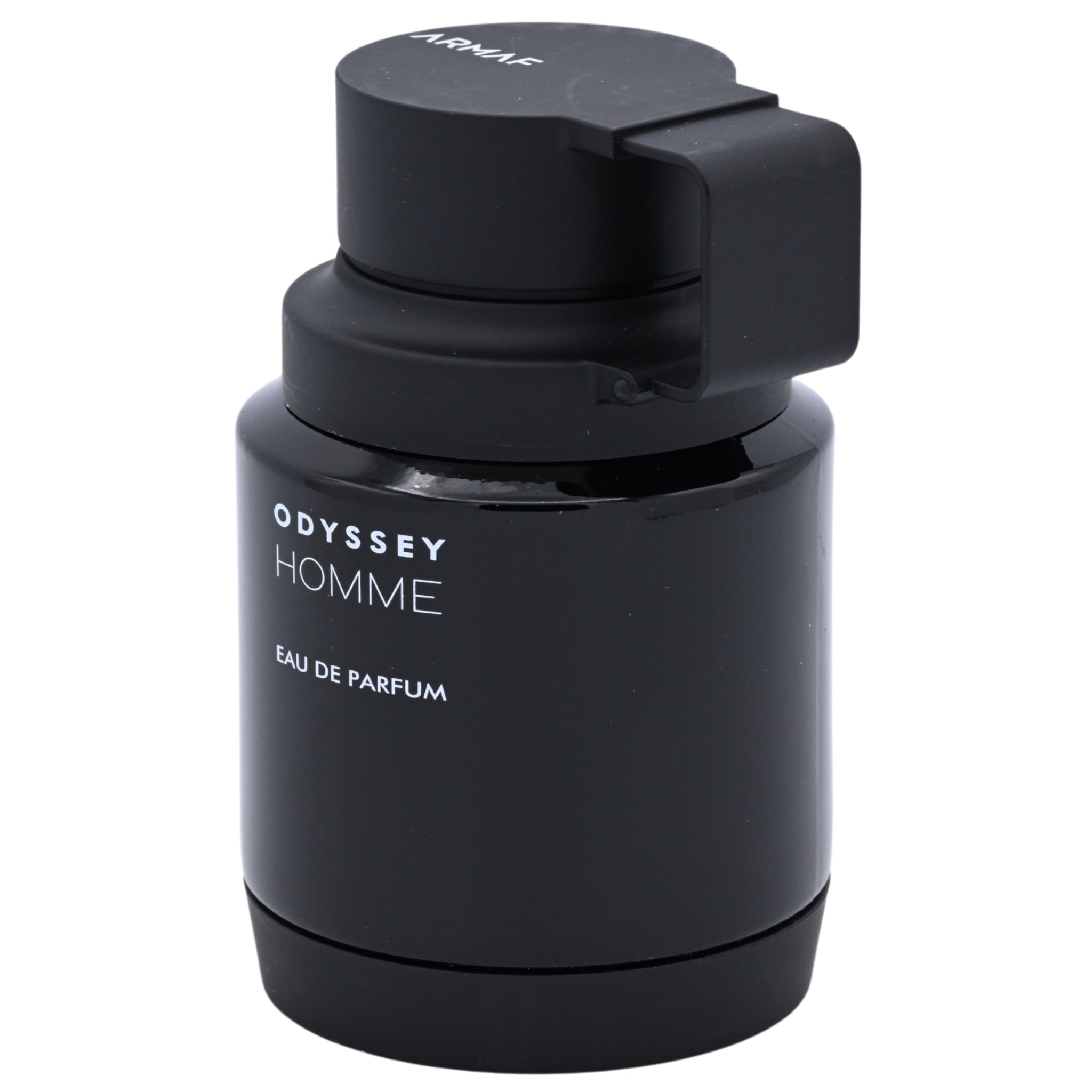 Black Odyssey Homme Eau de Parfum bottle on a white background